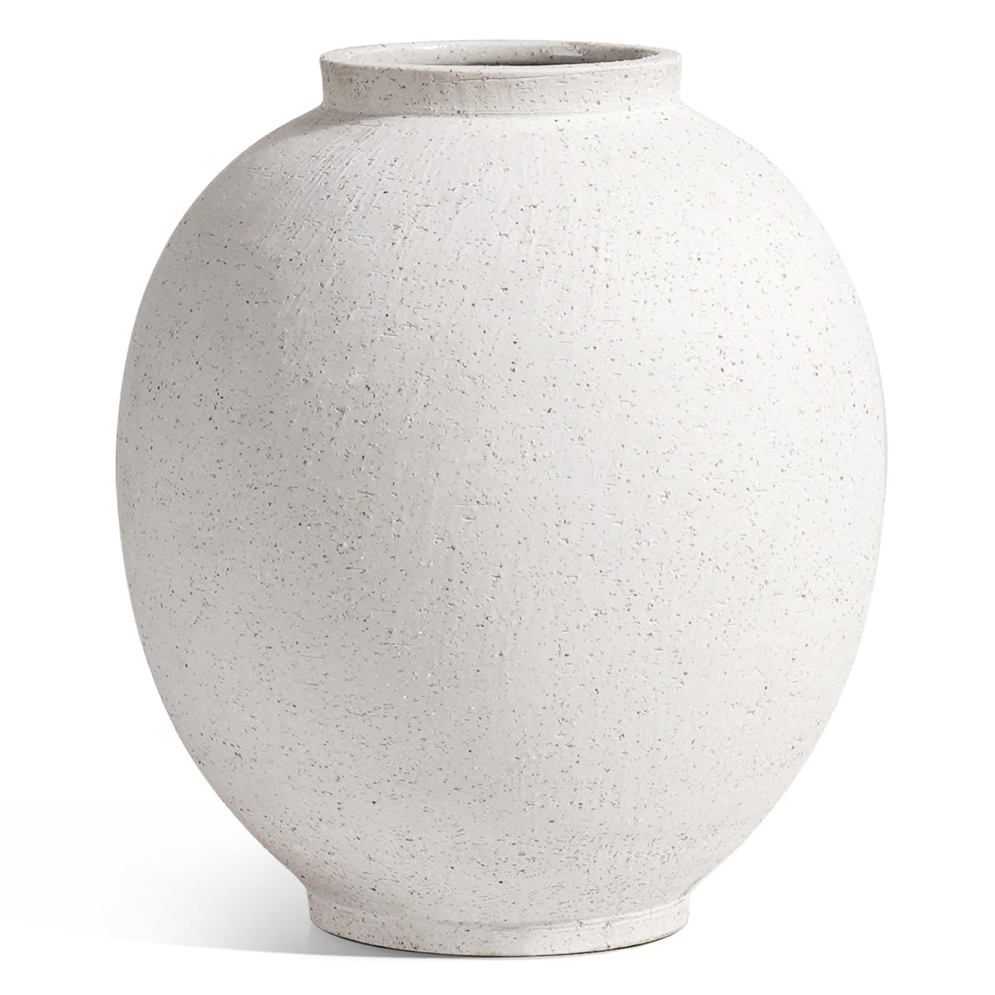 Large White Ceramic Vase - 9.8 Inch Rustic Farmhouse Vase for Home Decor, Minimalist Tall Vases for Living Room, Table, Bathroom, Holiday & Weddings (Sandstone White)