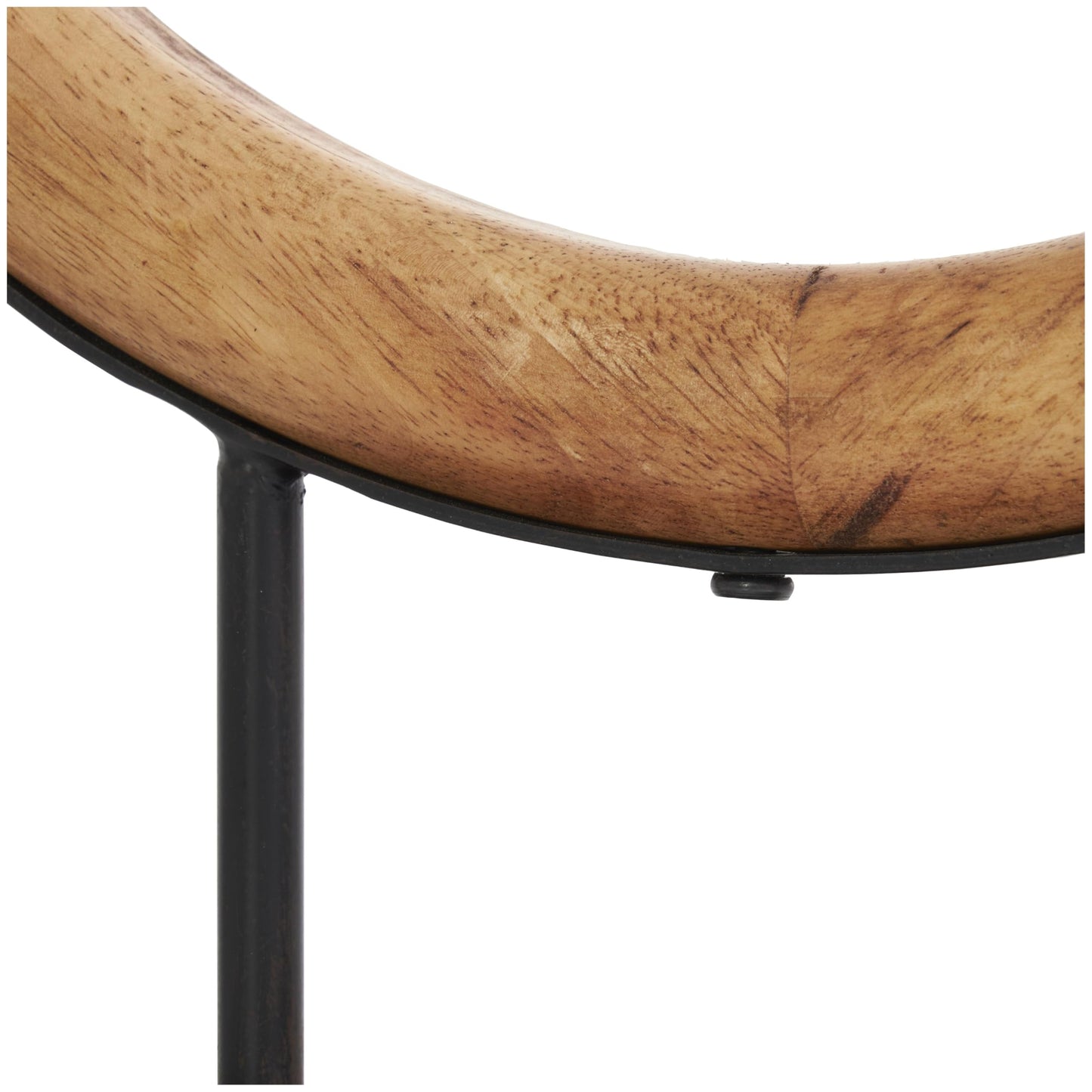 Deco 79 Wood Geometric Decorative Sculpture Circular Ring Home Decor Statues with Black Metal Stands, Set of 2 Accent Figurines 20", 16"H, Brown