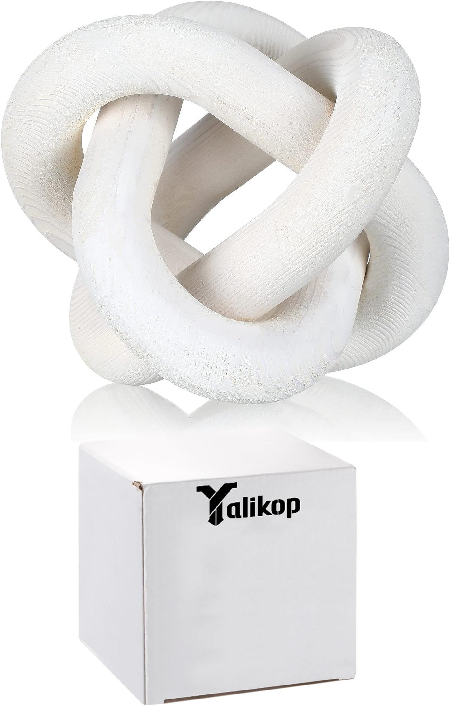 Yalikop 3 Link Wood Knot Decor - Hand Carved Coffee Table Decoration, Boho Chain Link Decor, Modern Shelf, Rustic Objects for Home Living Room Bedroom(White)