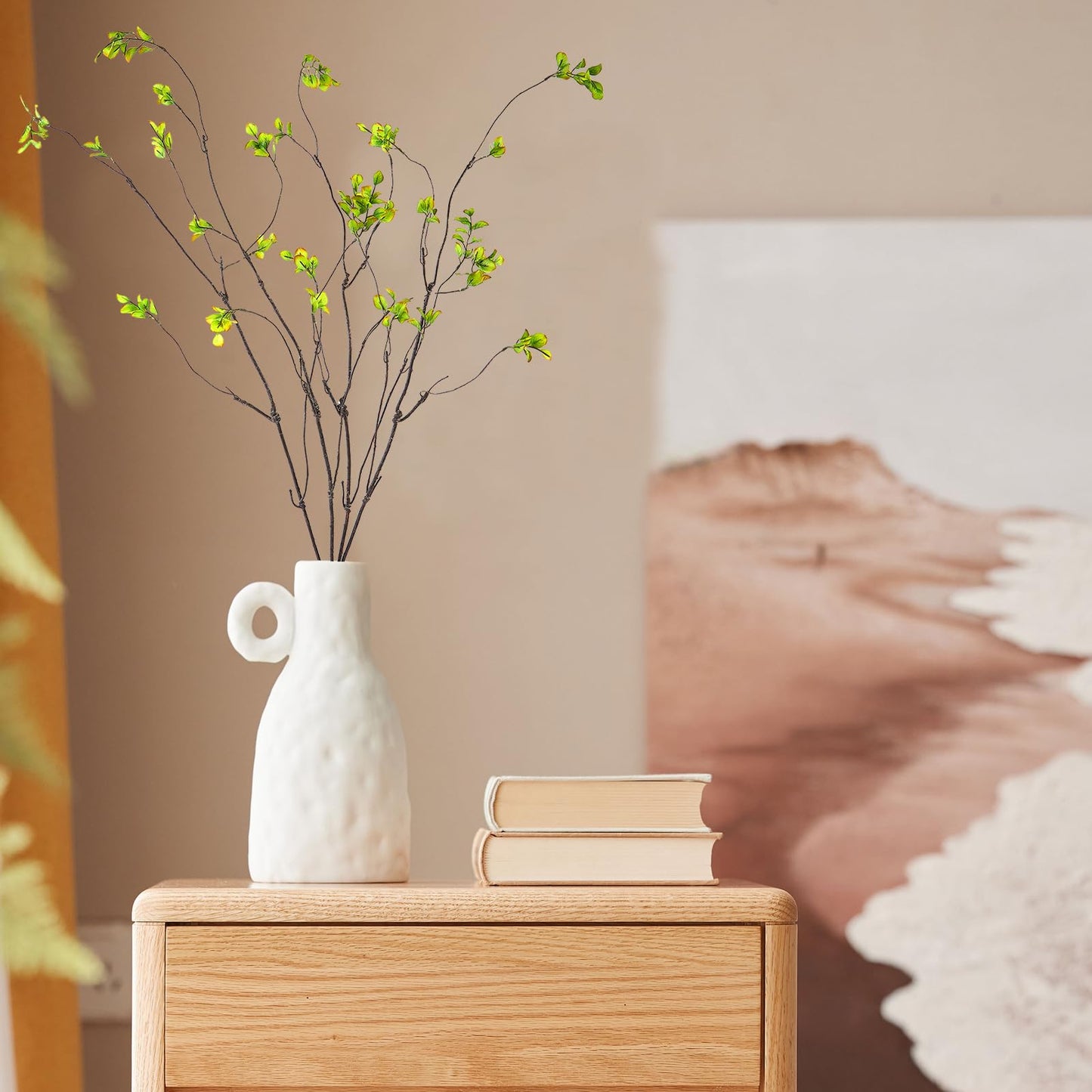 OBDXZHC 38'' 4Pcs Artificial Ficus Branches Fake Greenery Stems Faux Ficus Twig Plants Green Fake Leaf Spray Green for Home Office Wedding Vase Filler Banquet Home Decoration (Green)