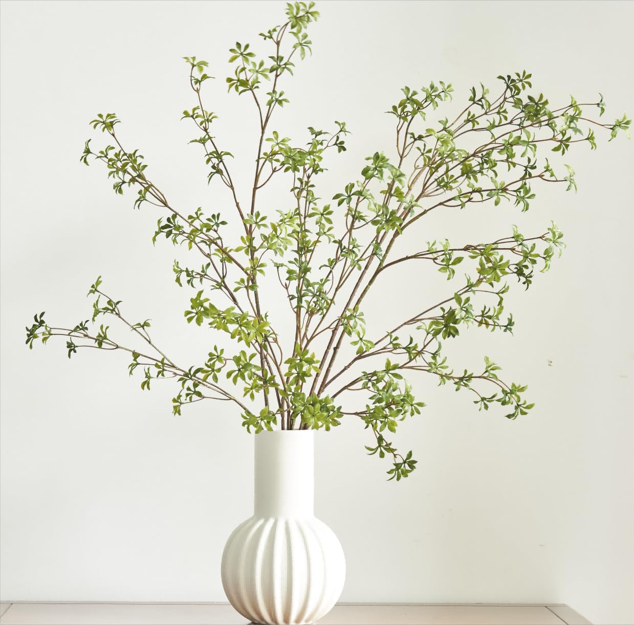 Avoeco Artificial Greenery Stems, 47”Tall Fake Plants Branches, Real Touch Faux Enkianthus Perulatus Twig Leaf for Home Garden Office Wedding Vase Filler Shop Decoration (3 Packs-Green)