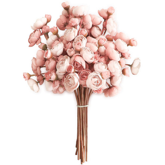 Floroom Ranunculus Artificial Flowers 18 Pcs Dusty Rose Faux Silk Mini Ranunculus Bulk Fake Wedding Filler Flowers for DIY Bouquets, Centerpieces, Bridal Shower Decorations & Arrangements