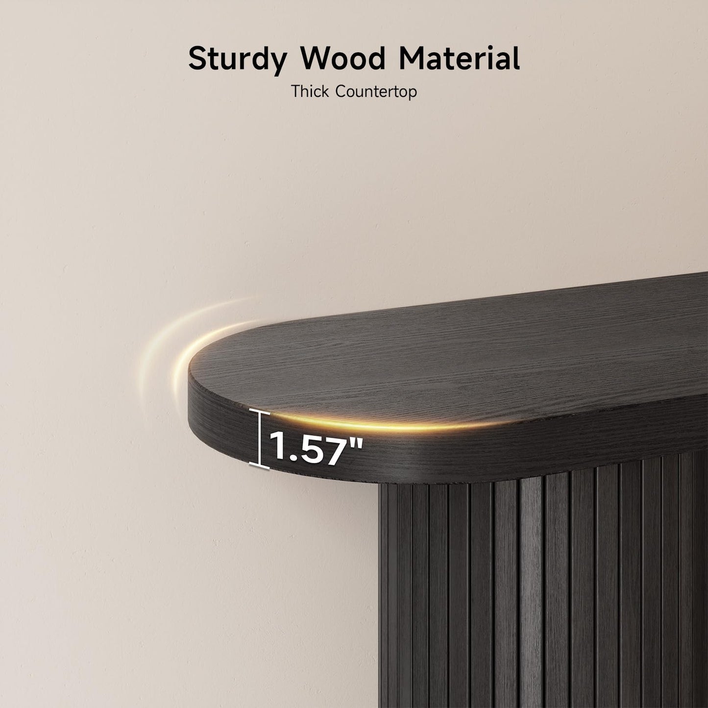 ONBRILL 55 Inch Fluted Entryway Table, Sofa Table Behind The Couch, Long Console Tables, Modern Entrance Stand for Hallway, Living Room Foyer, Farmhouse Style (Black)