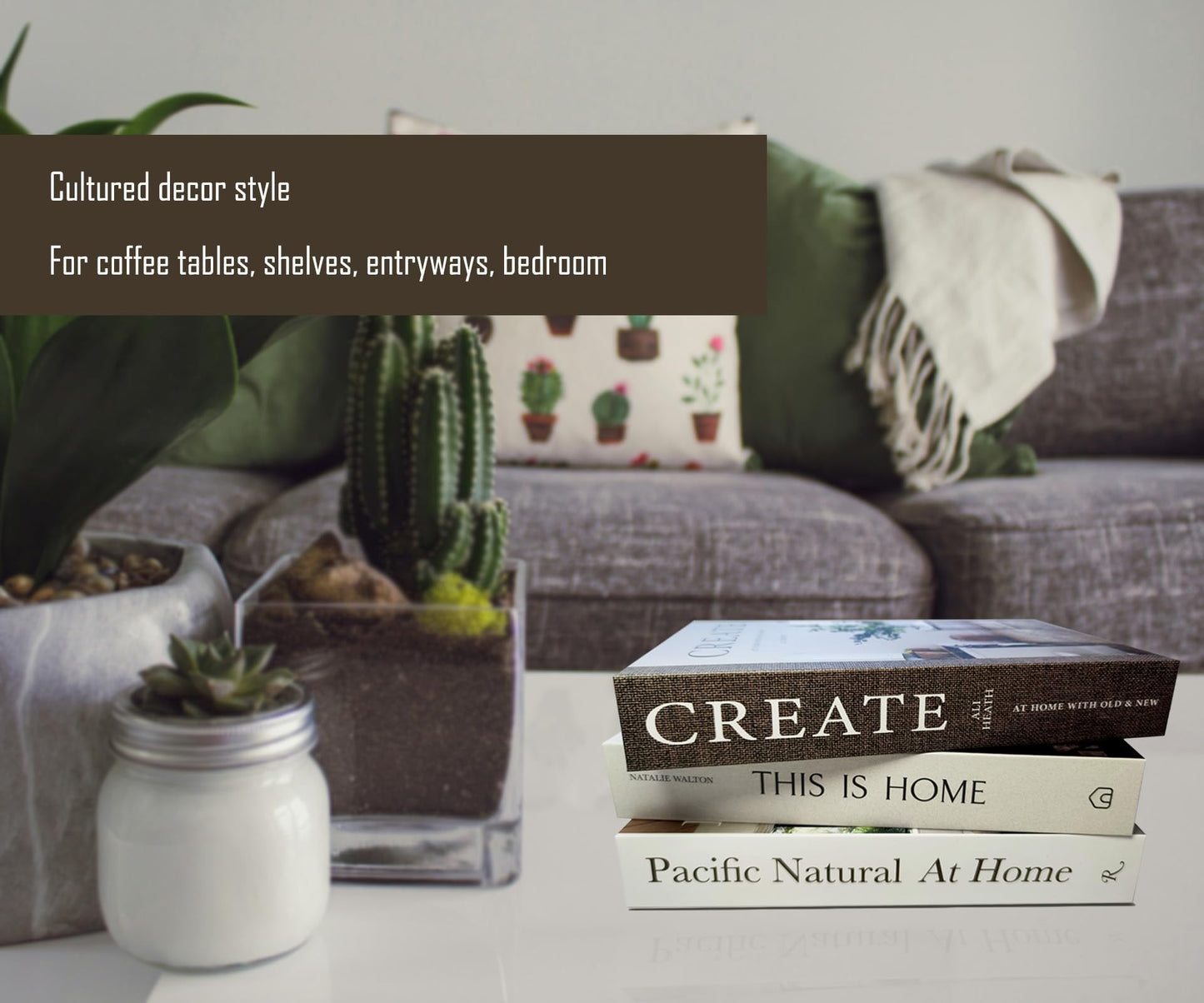 3 Pack Decorative Faux Books Set for Home Aesthetic - Luyseyha Fake Hollow Books Decor for Bookshelf Coffee Table, Living Room, Bedroom