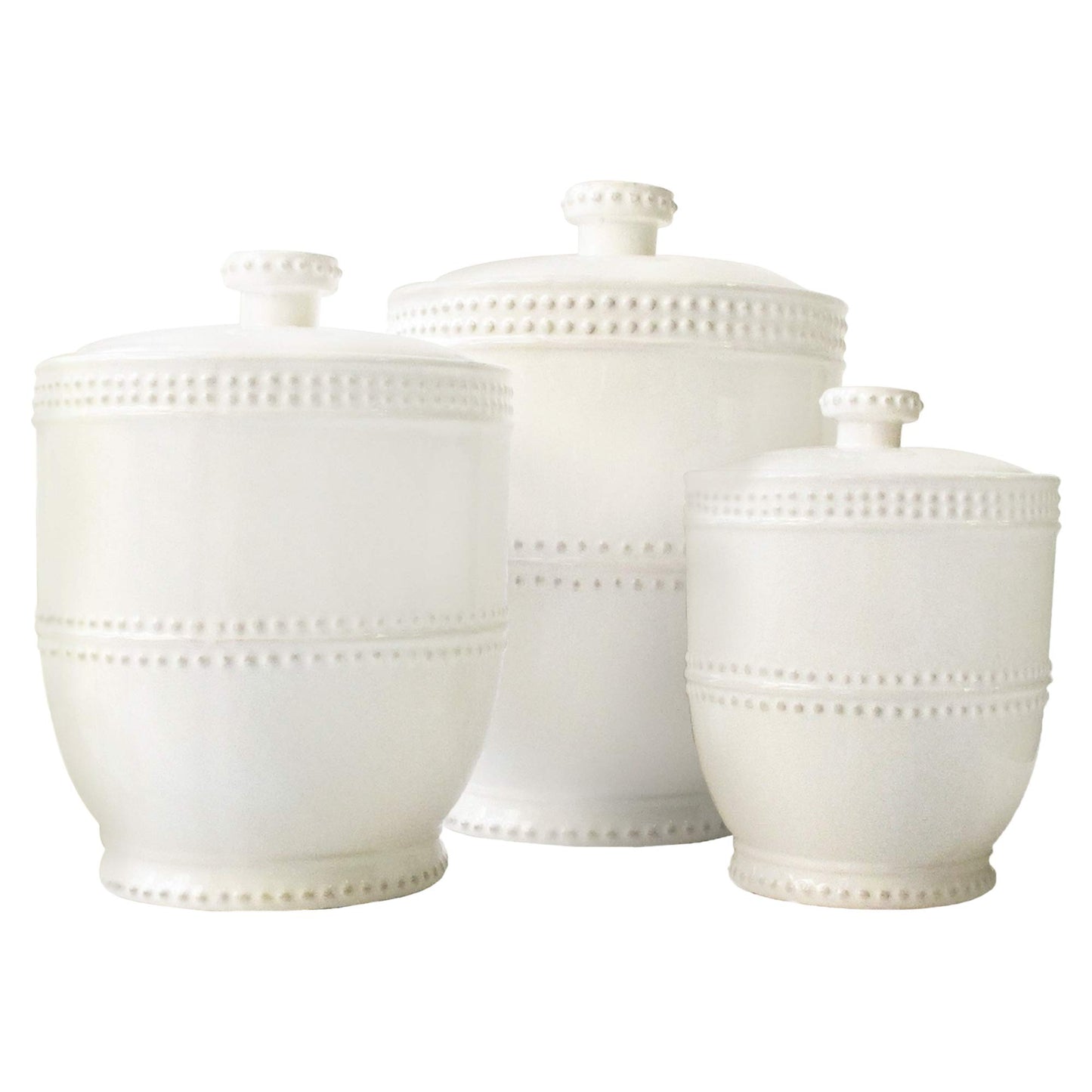 American Atelier 1566905CANRB Bianca Bead Canister Set 3-Piece Ceramic Jars Chic Design With Lids for Cookies, Candy, Coffee, Flour, Sugar, Rice, Pasta, Cereal & More