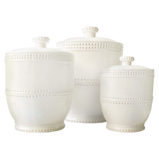 American Atelier 1566905CANRB Bianca Bead Canister Set 3-Piece Ceramic Jars Chic Design With Lids for Cookies, Candy, Coffee, Flour, Sugar, Rice, Pasta, Cereal & More