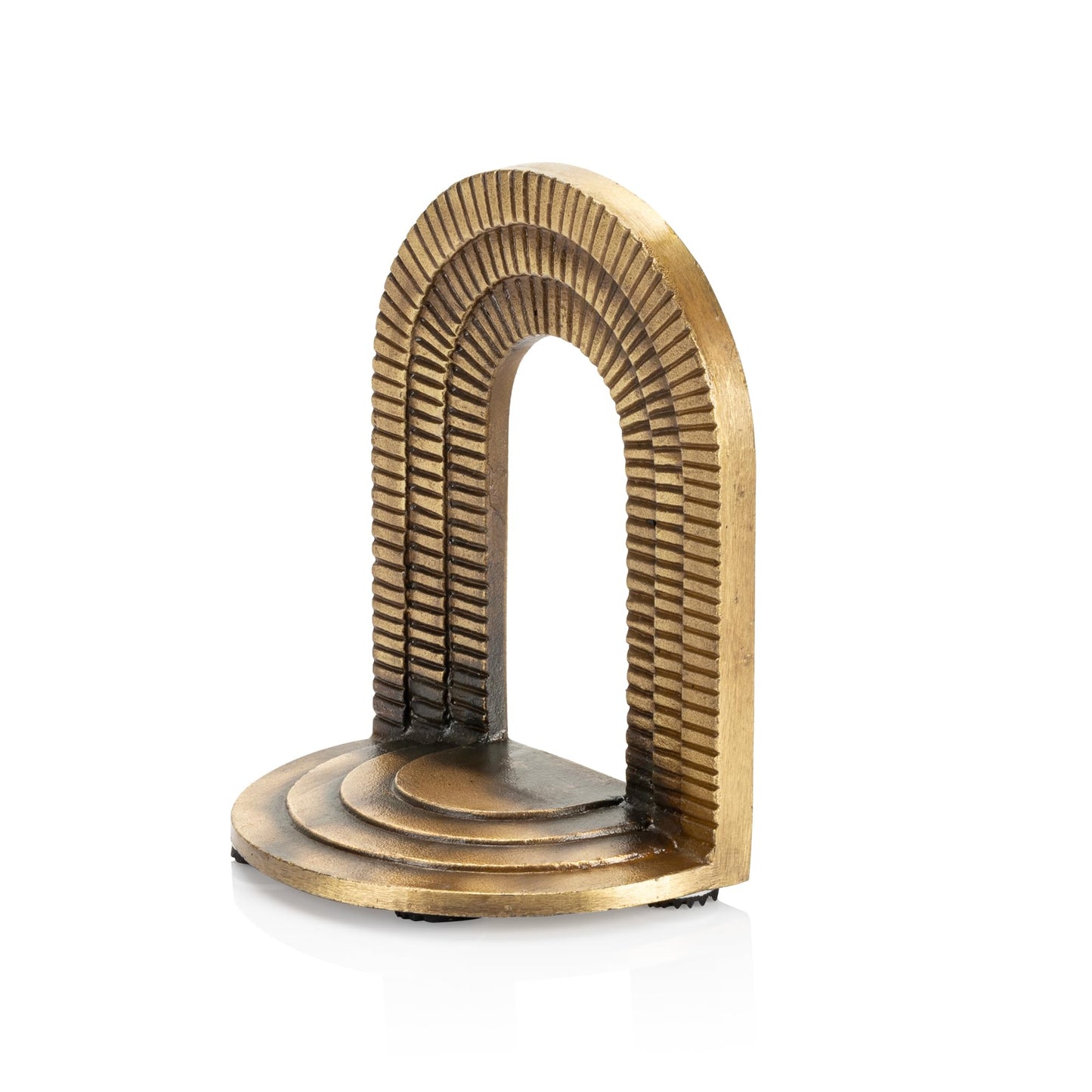 CRAFTSMAN ROAD Brick Arch Bookends Set, Antique Brass Book Ends, 2 Decorative Bookends for Shelves or Bookcase, Cast Iron Bookends, Stylish Brass Bookends, Non-Skid Anti-Slip Heavy Duty Bookends