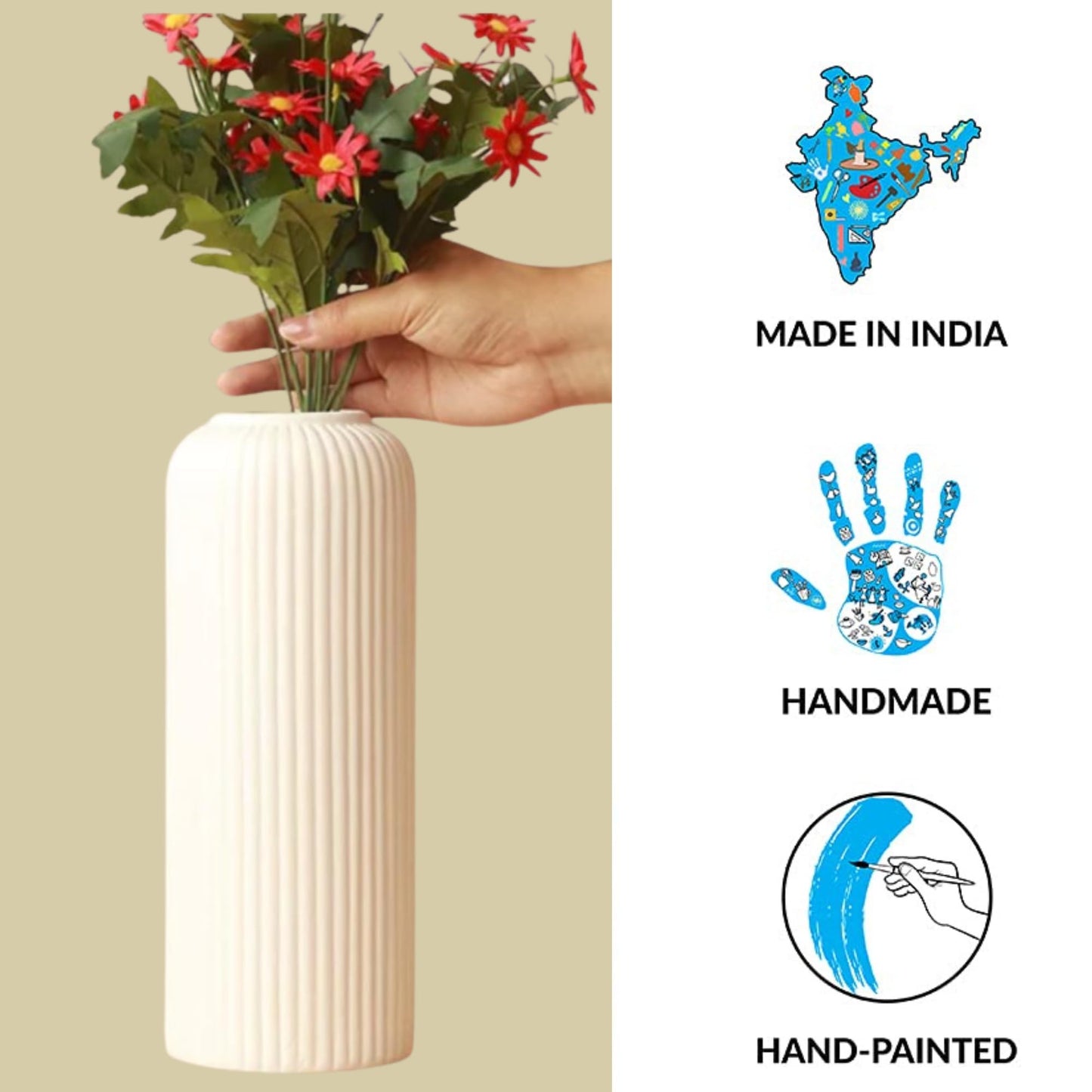 Modern Ribbed Ceramic Vase