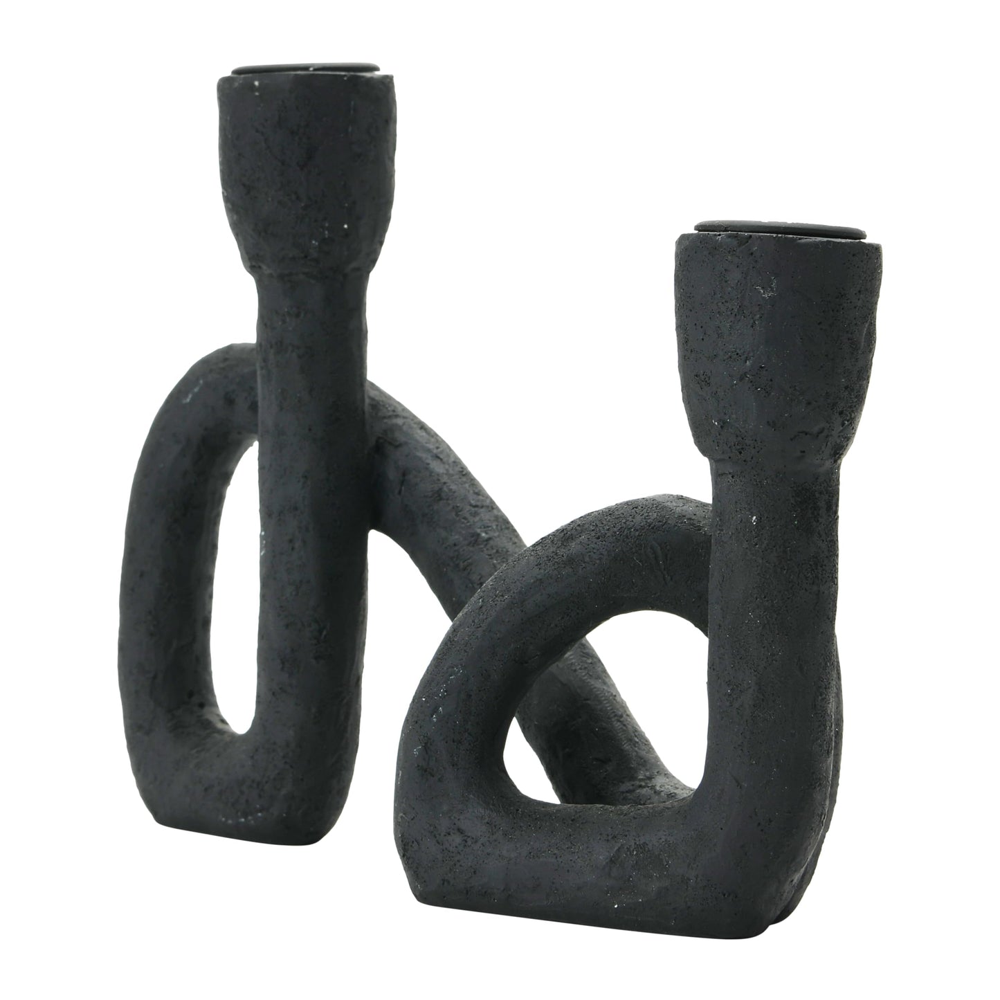 Bloomingville Modern Sculptural Double Taper Candle Holder, Black
