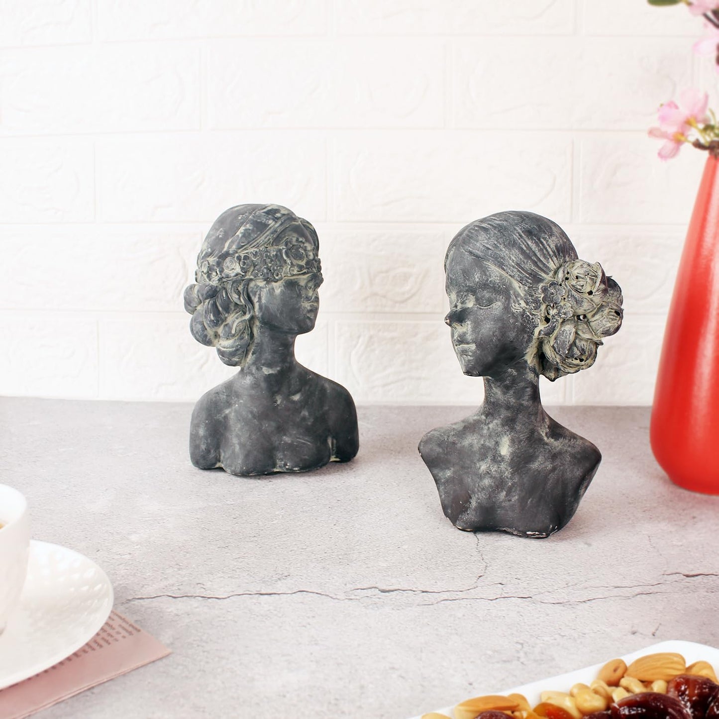 LIUYWYHCF Beautiful Women Faces Resin Sculptures, Resin Art Statues Ornaments, Collectible Figurines for Home Living Room Office Shelf Decoration, Housewarming Great Gifts Ideas, Woman