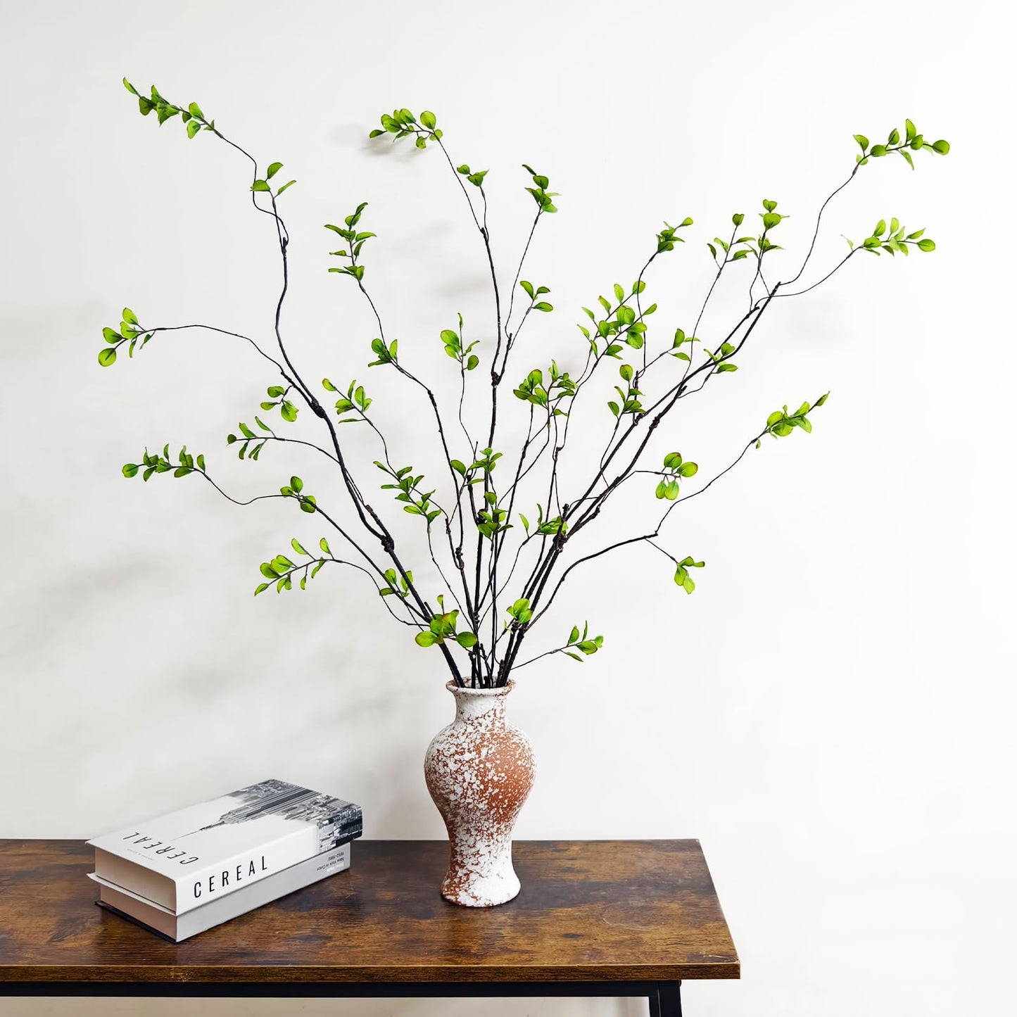 4 Pcs Artificial Ficus Branches Faux Eucalyptus Stems, 47.2 Inch Fake Greenery Stems Artificial Plants for Vase Filler Decoration, Fake Leaves Branches Centerpieces Decor