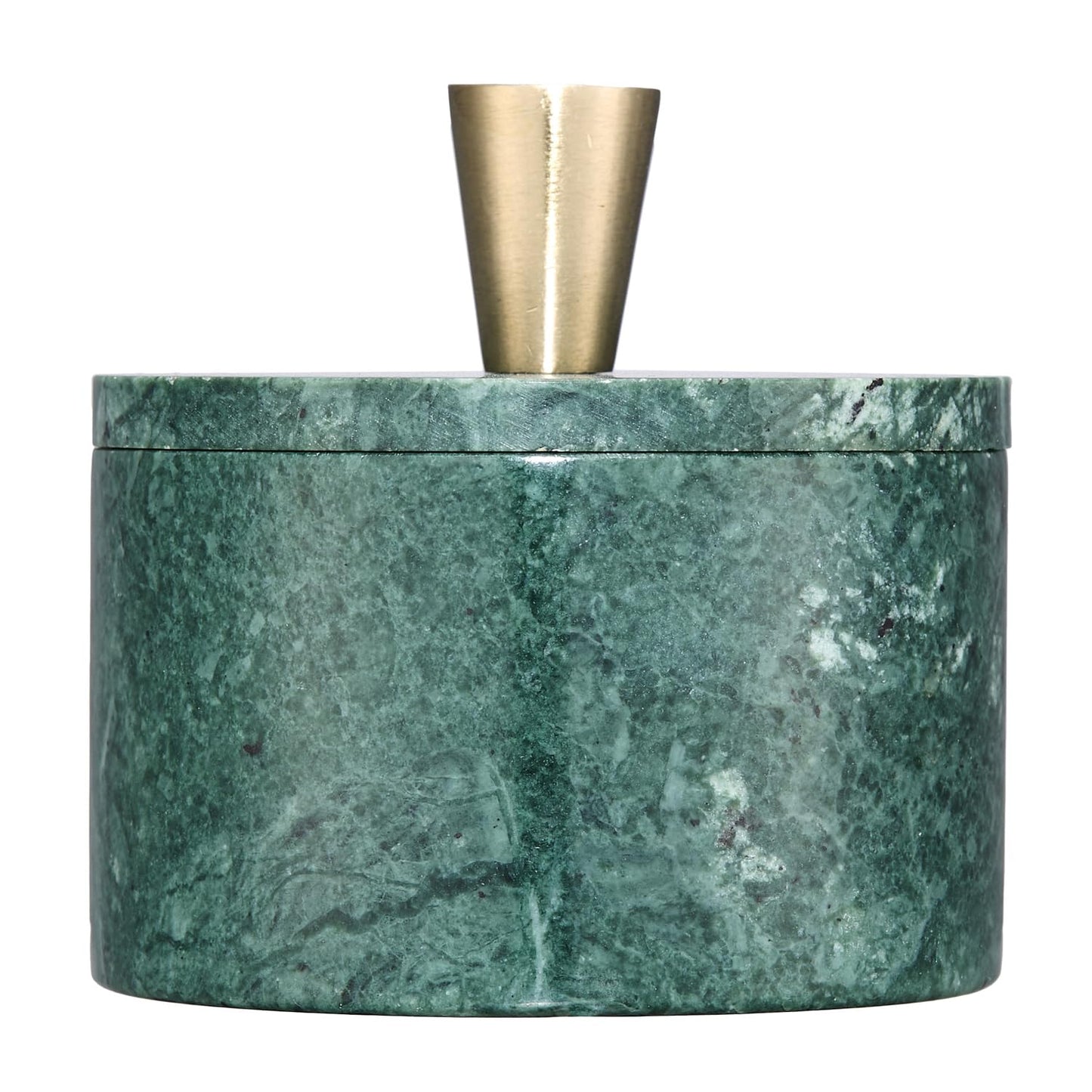 Queenza Marble Salt Cellar with Lid and Brass Knob (Green)