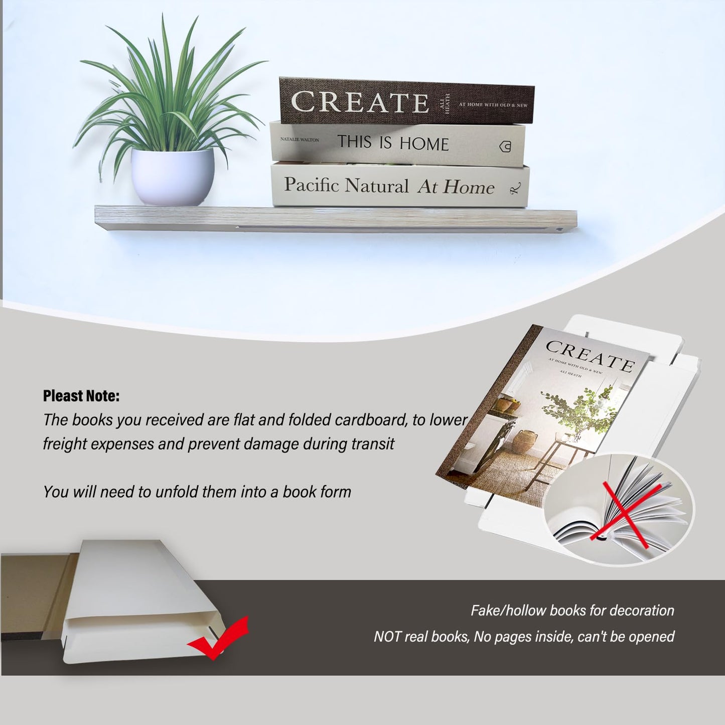 3 Pack Decorative Faux Books Set for Home Aesthetic - Luyseyha Fake Hollow Books Decor for Bookshelf Coffee Table, Living Room, Bedroom