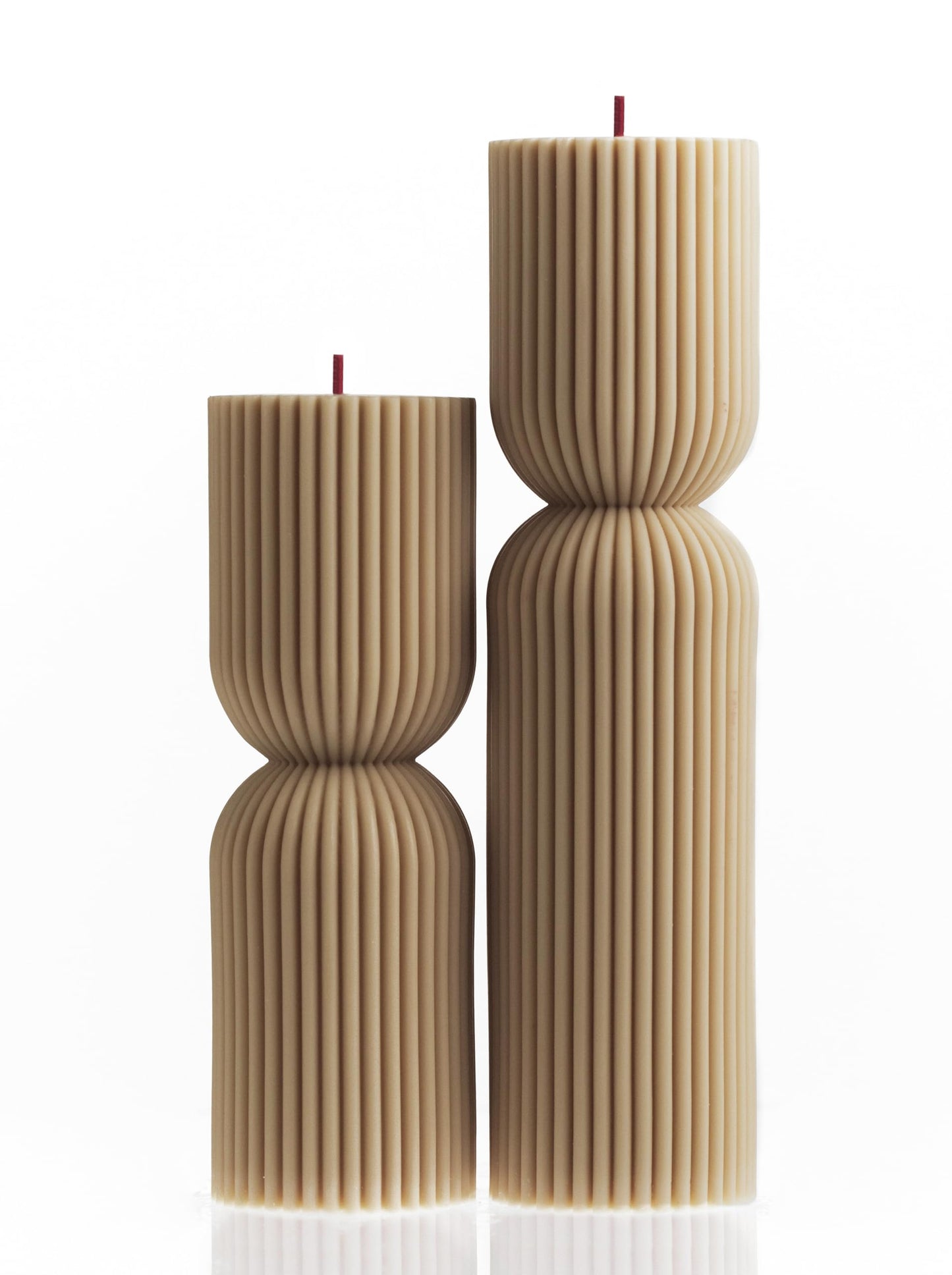 LAWA Hourglass Pillar Candle - Large Beautiful Handmade Pillar Scented Soy Wax Candle Elegant Bubble Aesthetic Candle Housewarming Gift Home Room Shelf Decor Idea Sandstone (Set of 2)