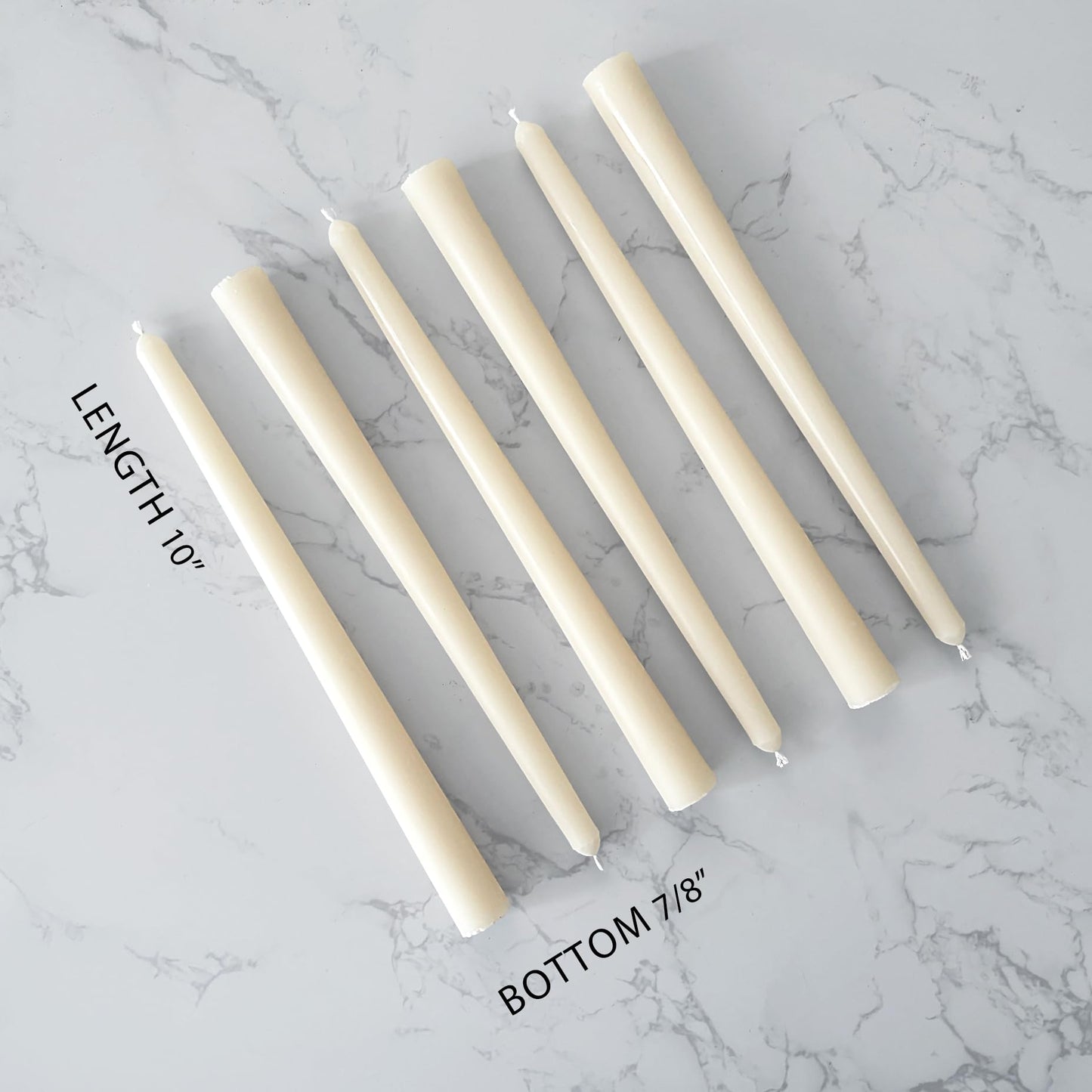 Homeology 6 Pack 10" Classic Taper Candles, Ivory, 7-8 Hours Burn Time, Unscented Candlesticks