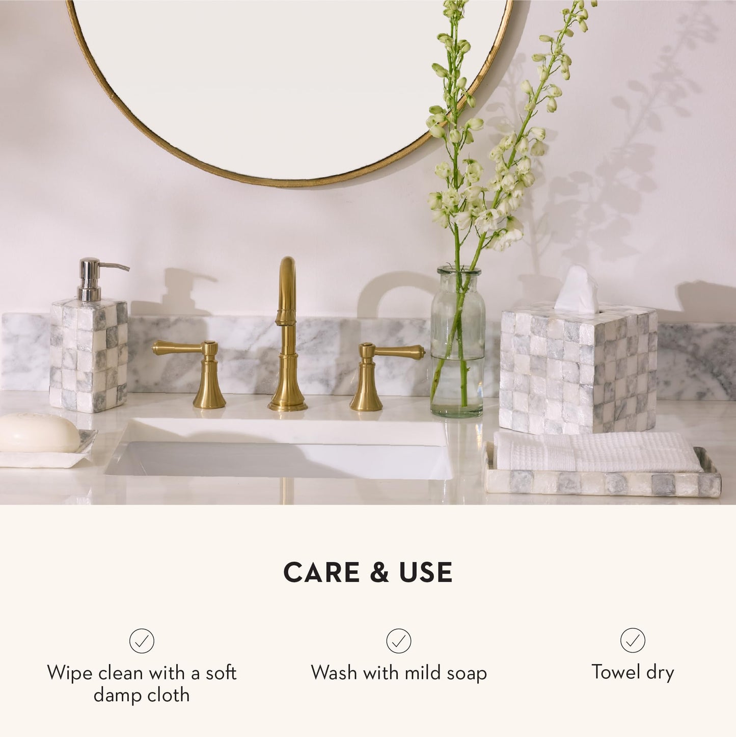 MACKENZIE-CHILDS Boutique Square Capiz Tissue-Box Cover, Decorative Tissue Holder, Gray-and-White Sterling Check