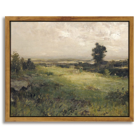 InSimSea Framed Canvas Wall Art Vintage Decor, The Vast Grassland Wall Art Room Decor, Classical Scenery Oil Painting Wall Artwork, Home Wall Decoration for Bedroom Living Room Bathroom, 8"x10"