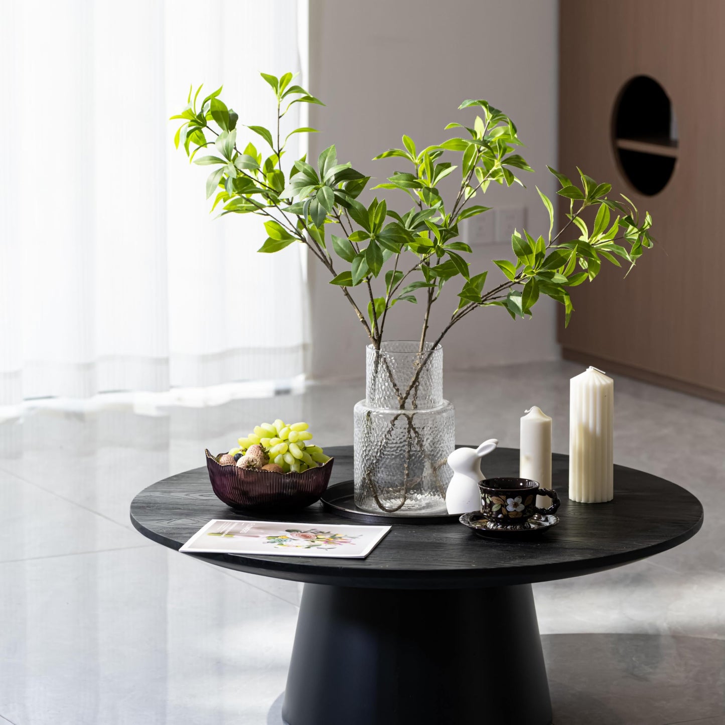 Avoeco 4Pcs Real Touch Faux Japonica Leaf Branches 29 Inch High, Artificial Greenery Stems for Home Office Wedding Vase Filler Shop Decoration (4Pcs, 29 Inch High)