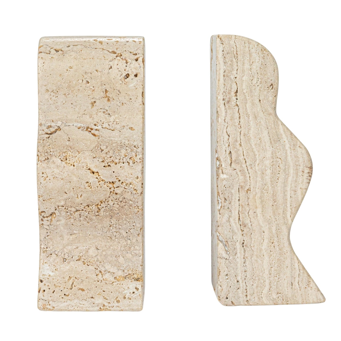 Creative Co-Op Decorative Travertine Wave Bookends, Natural, Set of 2