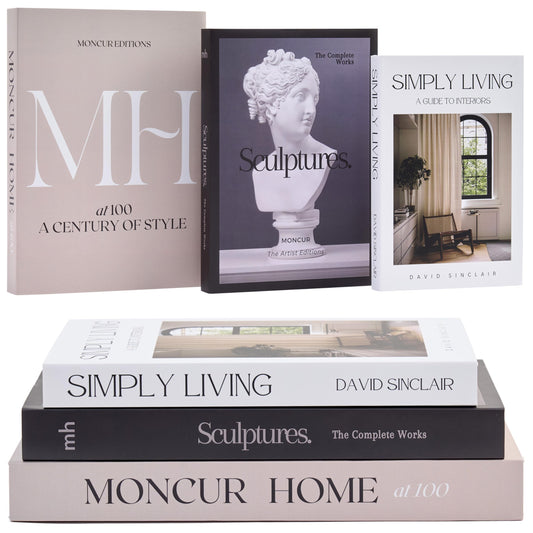 MONCUR HOME Decorative Coffee Table Books for Home Décor Accents Bookshelf Decor Mid Century Modern Fake Books for Decoration with Real Blank Pages Shelf Decor Aesthetic Removable Covers Set of 3
