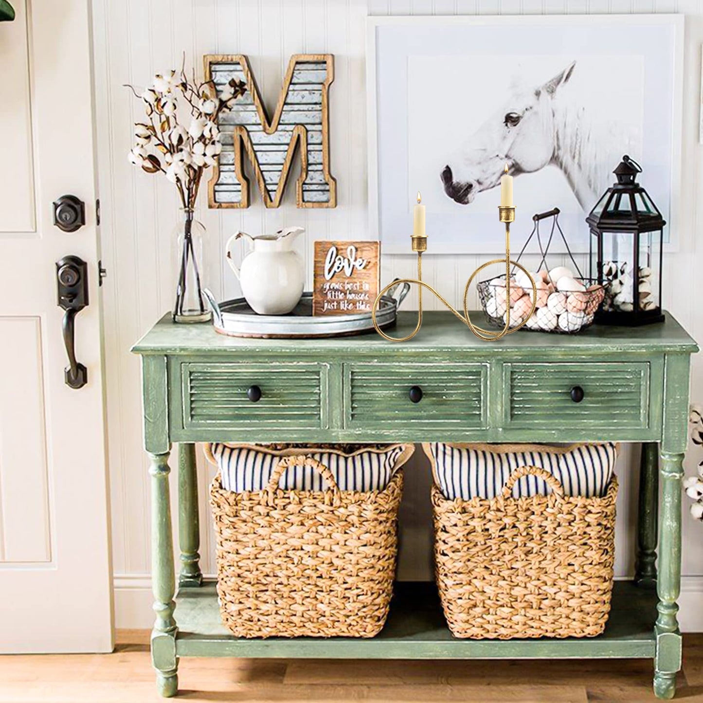 Twisted Brass Style Candle Holder, Candlestick Holder for Table Decoration, Holiday, Wedding, Housewarming