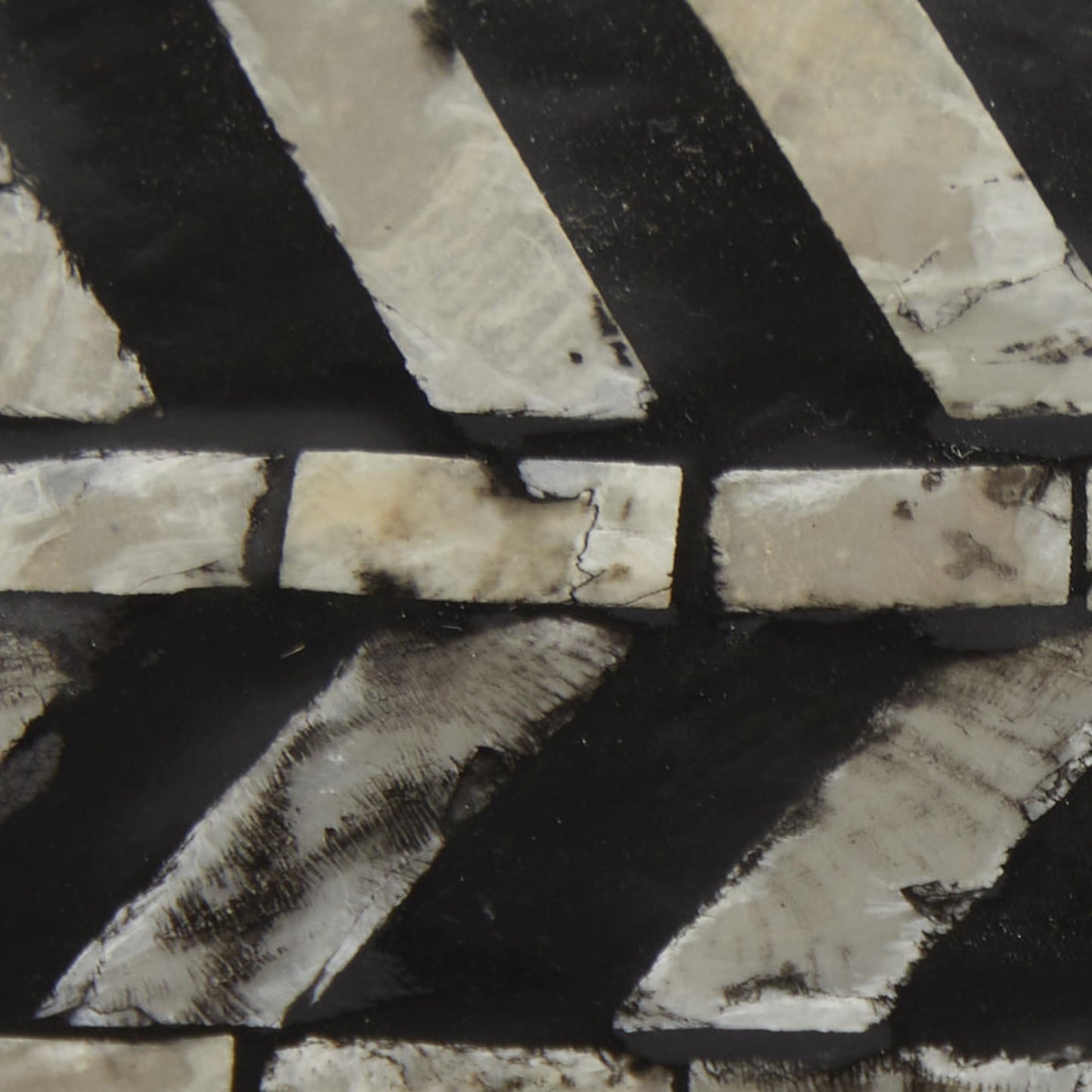 Deco 79 Mother of Pearl Shell Handmade Decorative Box Chevron Pattern Decorative Keepsake Boxes with Hinged Lid, Set of 2 Storage Boxes 12", 8"W, Gray