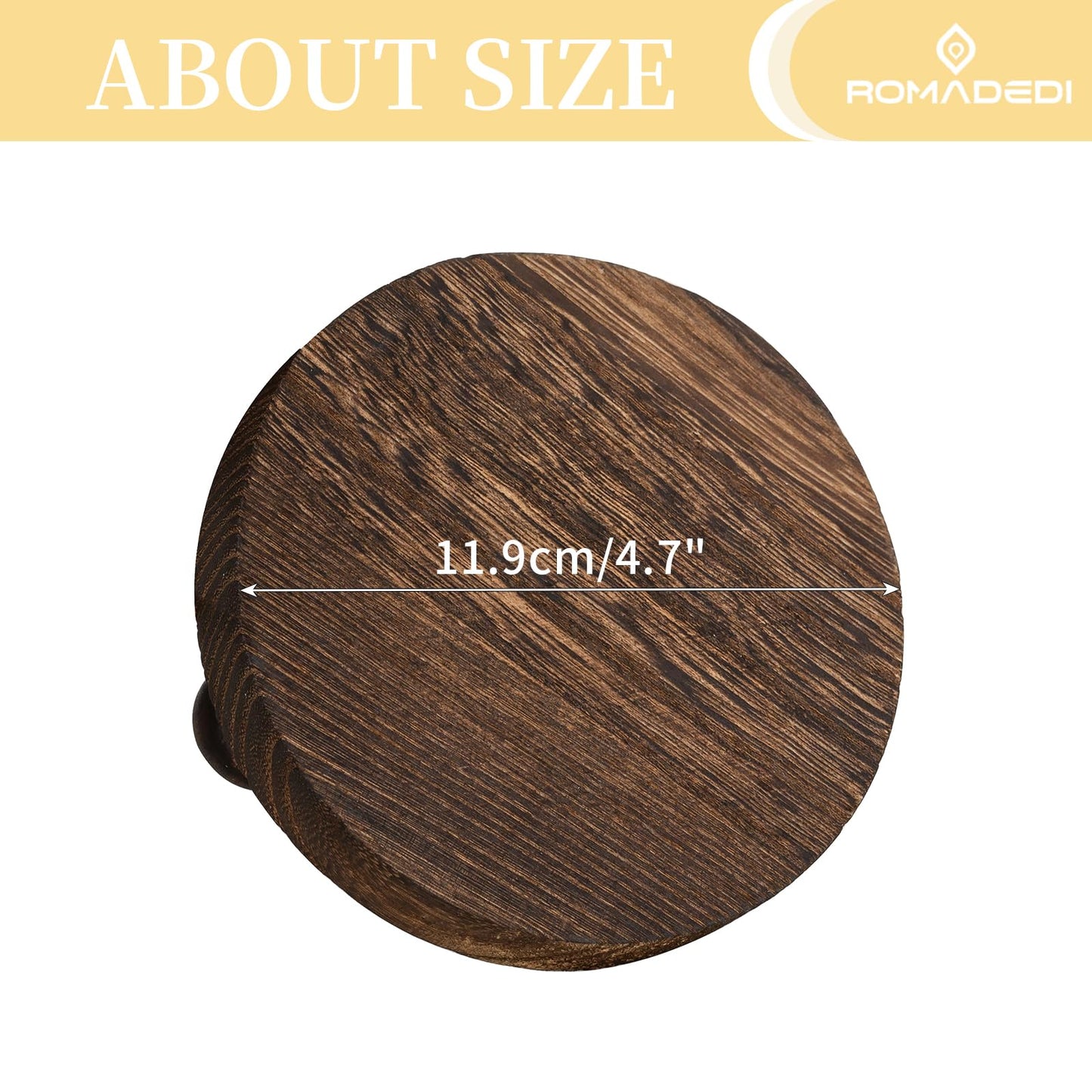 Romadedi Farmhouse Wood Riser for Display- 2 pcs Rustic Decor Mini Wooden Pedestal Decorative Round Tray for Home Table Bathroom Counter Shelf Kitchen, Brown