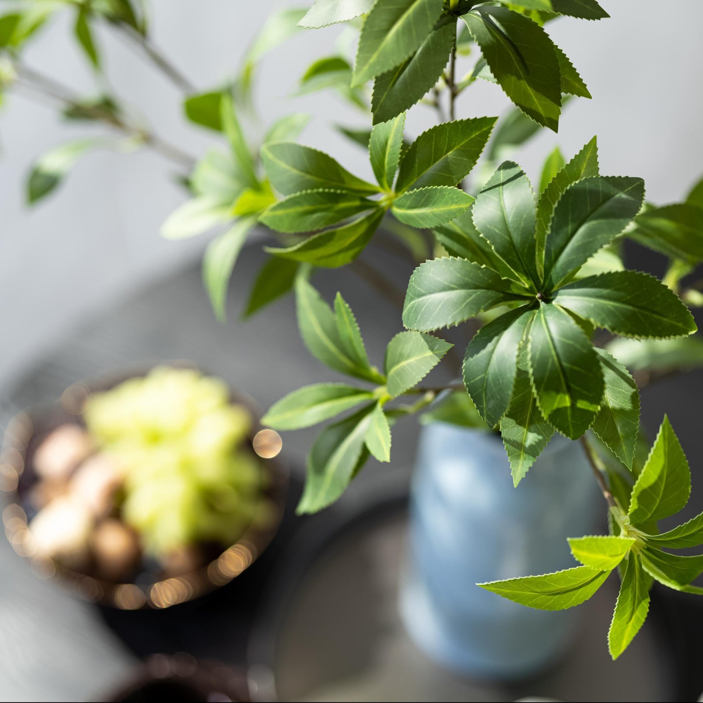 Avoeco 4Pcs Real Touch Faux Japonica Leaf Branches 29 Inch High, Artificial Greenery Stems for Home Office Wedding Vase Filler Shop Decoration (4Pcs, 29 Inch High)