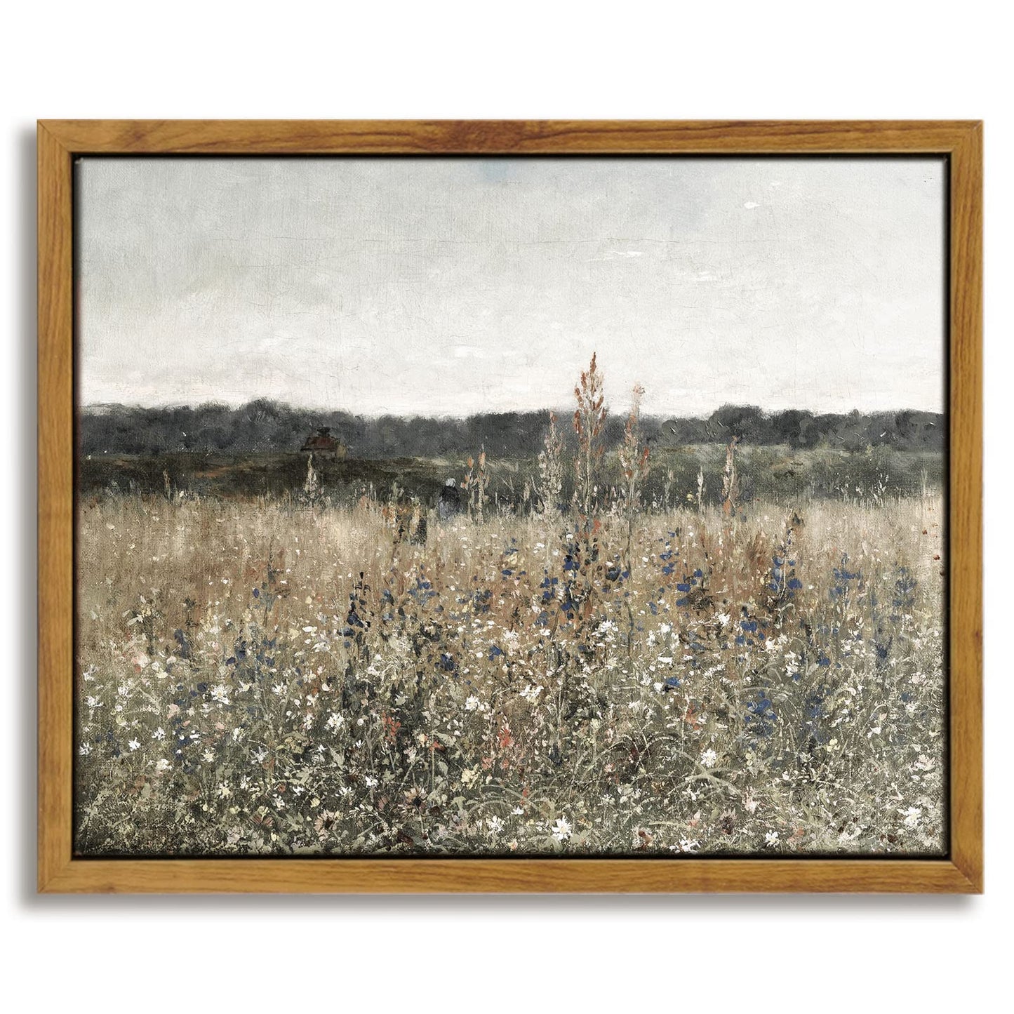InSimSea Framed Canvas Wall Art, Meadow with Flowers Painting, Landscape for Living Room, Bedroom, Home, Bathroom Decor, 8x10