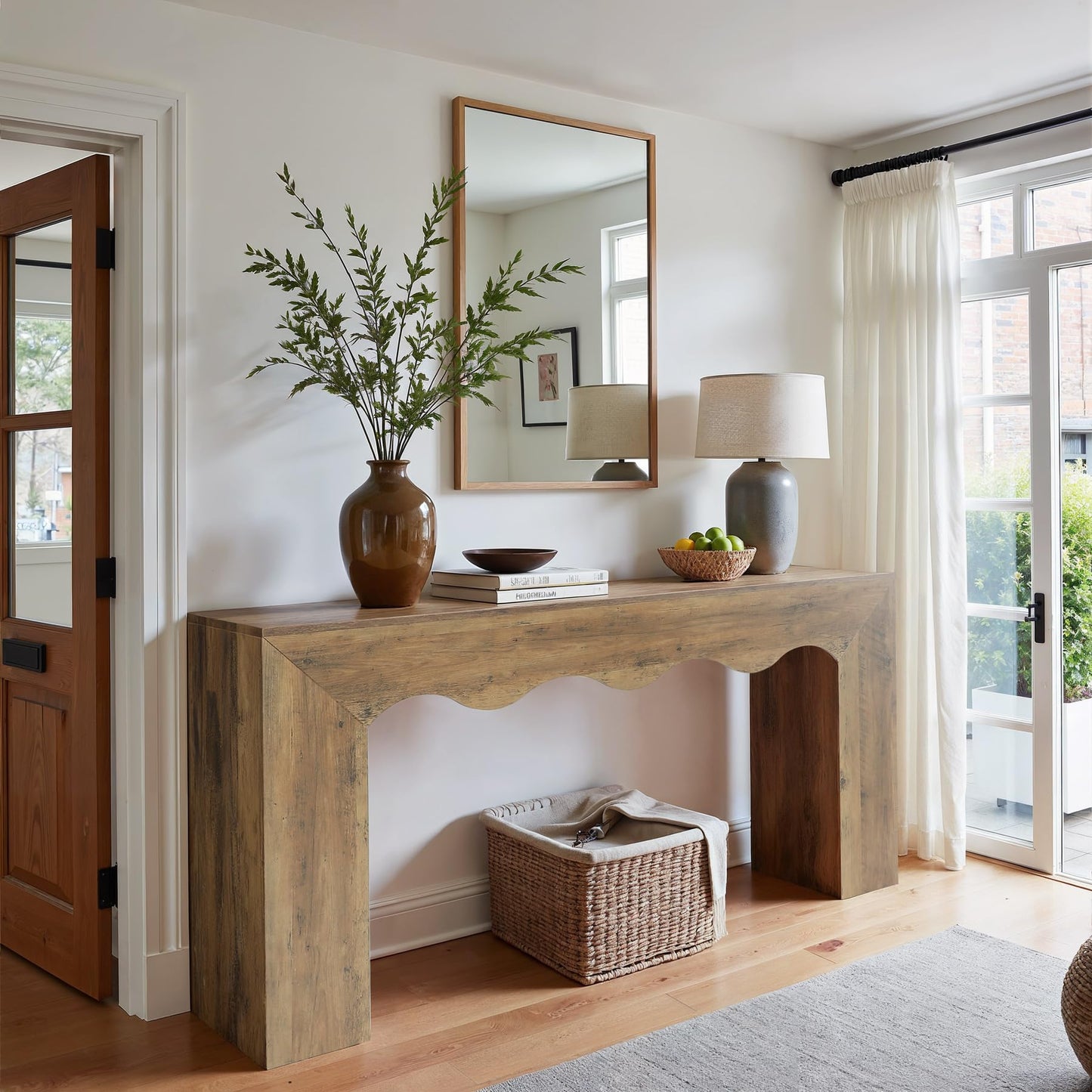 Tribesigns 63" Farmhouse Console Table, Wooden Couch Table Behind Sofa with Storage, Long Entryway Sofa Station, Narrow Console Stand with Base, Hallway Stand for Entryway, Living Room, Rustic Brown