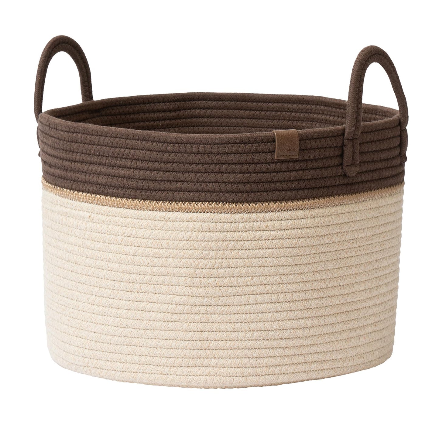 LA JOLIE MUSE Braided Basket, Cotton Rope Storage Baskets, Large Cotton Basket, Laundry Basket for Blanket, Children's Toys, Basket S Laundry Basket for Children's Room, Oatmeal, 32 Litres