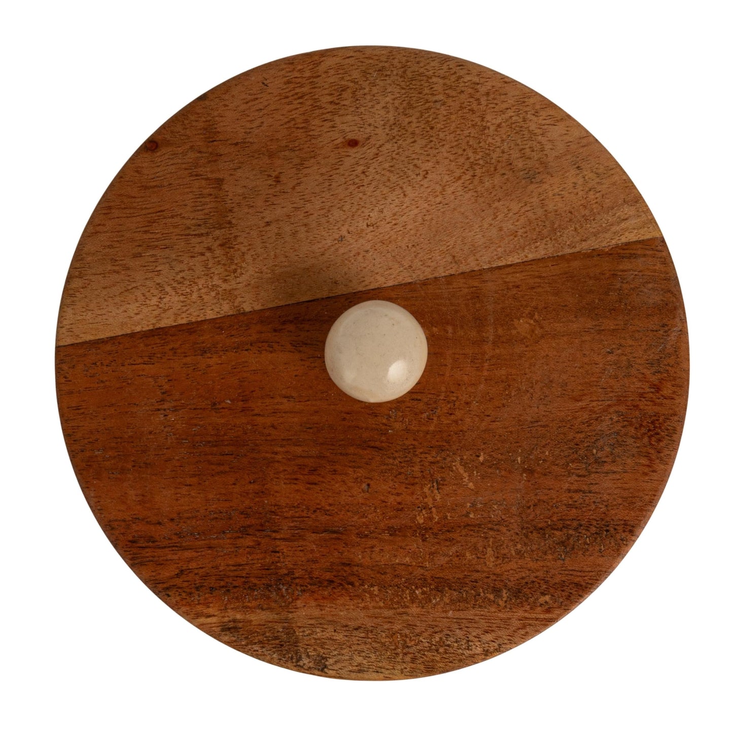 Creative Co-Op Stoneware Canister with Lid, Cream Color, Blue and Natural