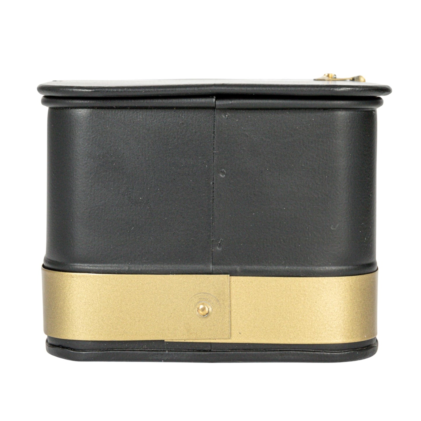 Creative Co-Op Decorative Metal Boxes with Lid, Black with Gold Band, Set of 3