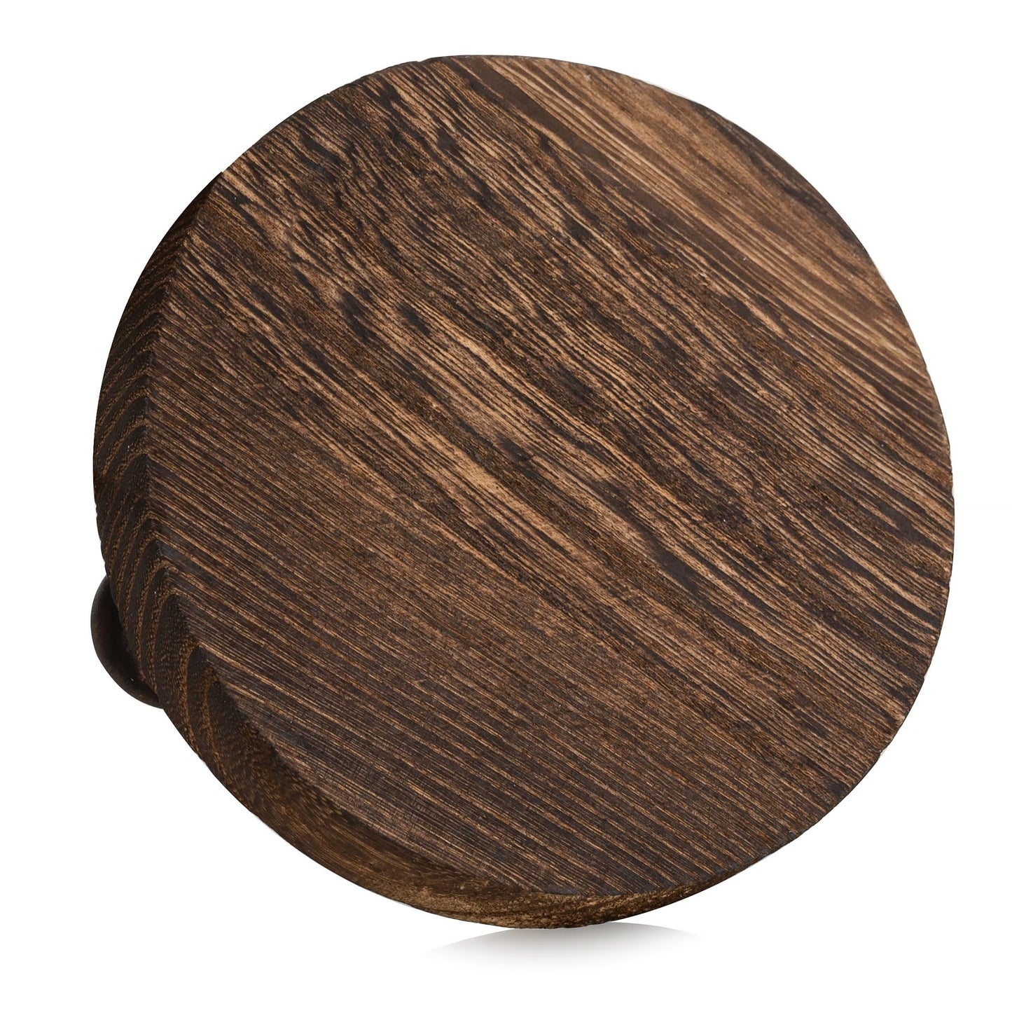 Romadedi Farmhouse Wood Riser for Display- 2 pcs Rustic Decor Mini Wooden Pedestal Decorative Round Tray for Home Table Bathroom Counter Shelf Kitchen, Brown