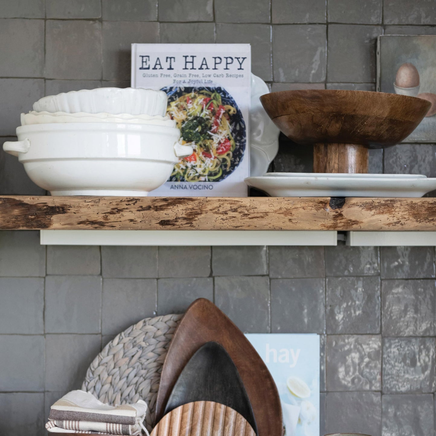 Bloomingville Mango Wood Footed Bowl, Walnut Finish