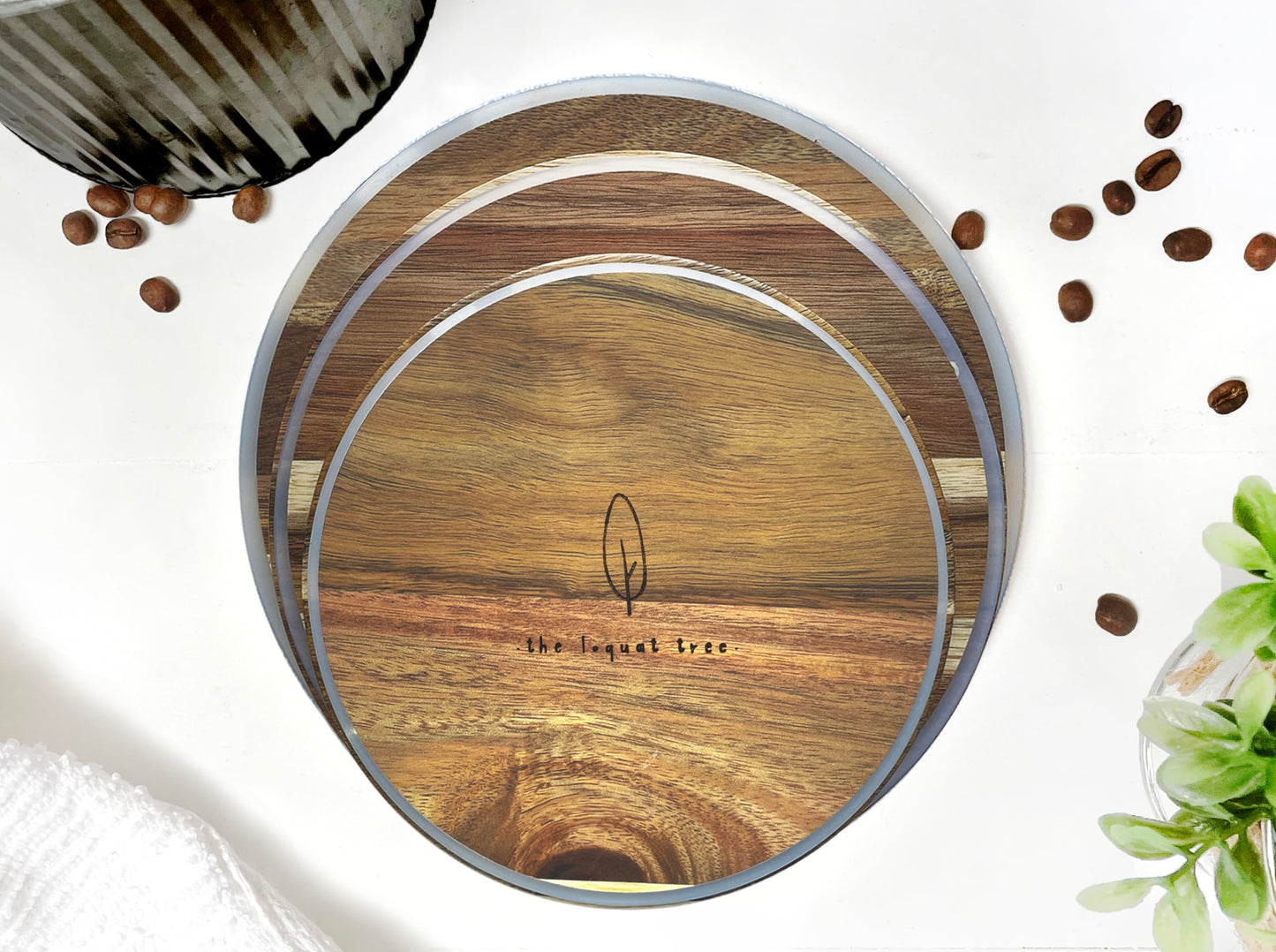 Farmhouse Kitchen Canisters for Countertop - Approx. 5, 4 & 2 Quart/Tin Canisters Sets for the Kitchen/Rustic Home Decor/Modern Farmhouse Decor (Acacia)