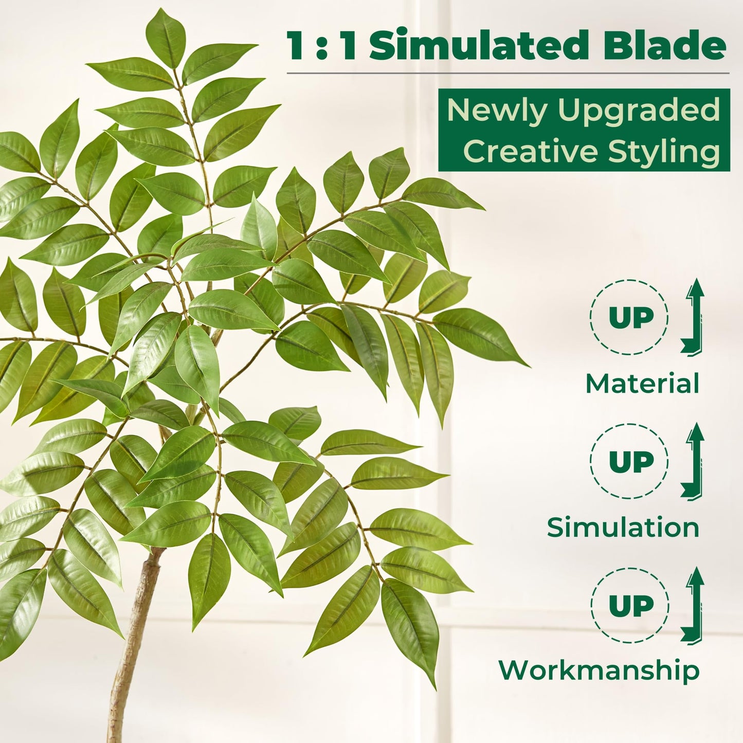 4FT Artificial Sumac Tree in White Pot, Real Touch Silk Faux Plant Indoor Outdoor - Lifelike Fake Tree for Home, Office, Living Room, Lobby, Patio Decor