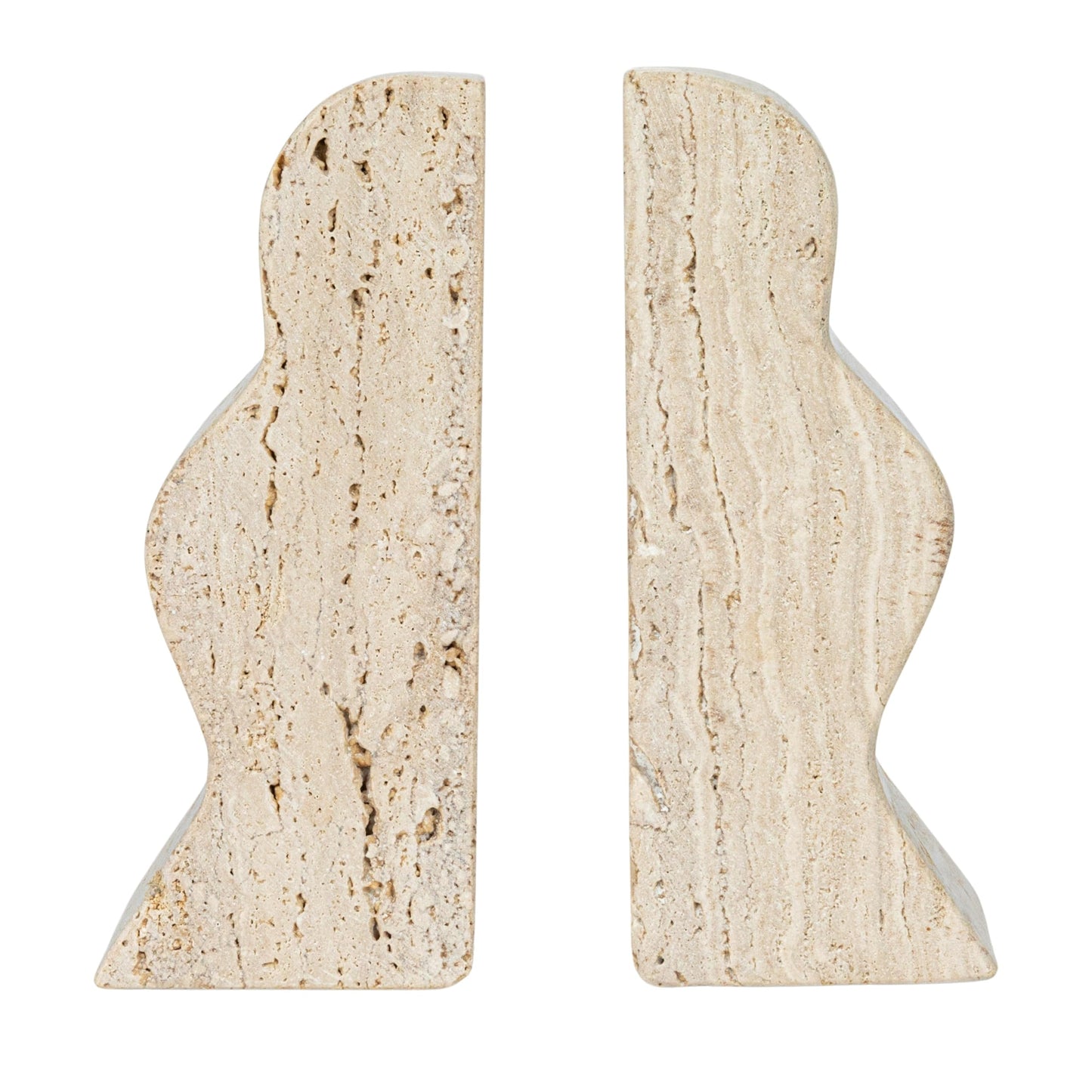 Creative Co-Op Decorative Travertine Wave Bookends, Natural, Set of 2