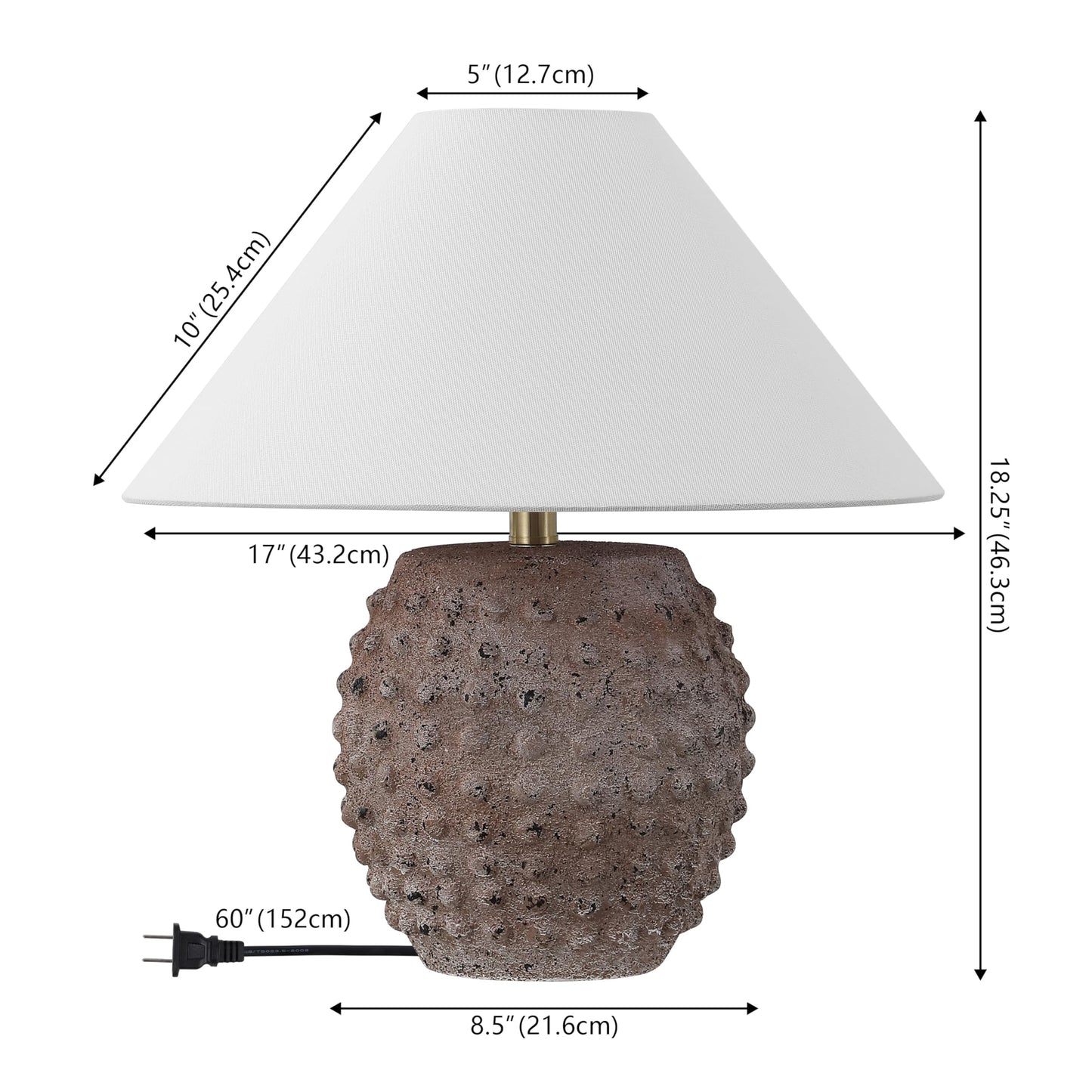 JONATHAN Y JYL5601C-SET2 Effie 18.25" Minimalist Scandinavian Ceramic/Iron Hobnail LED Table Lamp for Bedroom, Living Room, Office, College, Nightstands and Coffee Table, Matte Taupe (Set of 2)