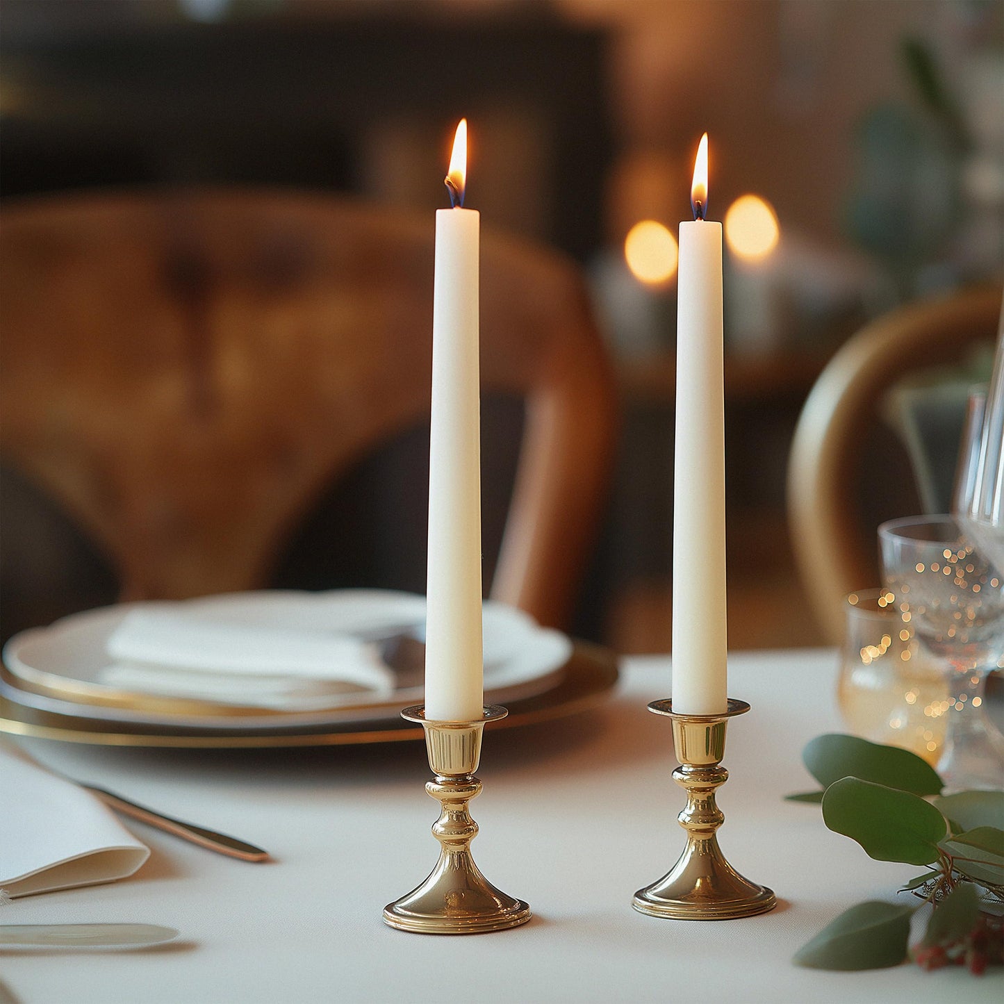 Homeology 6 Pack 10" Classic Taper Candles, Ivory, 7-8 Hours Burn Time, Unscented Candlesticks