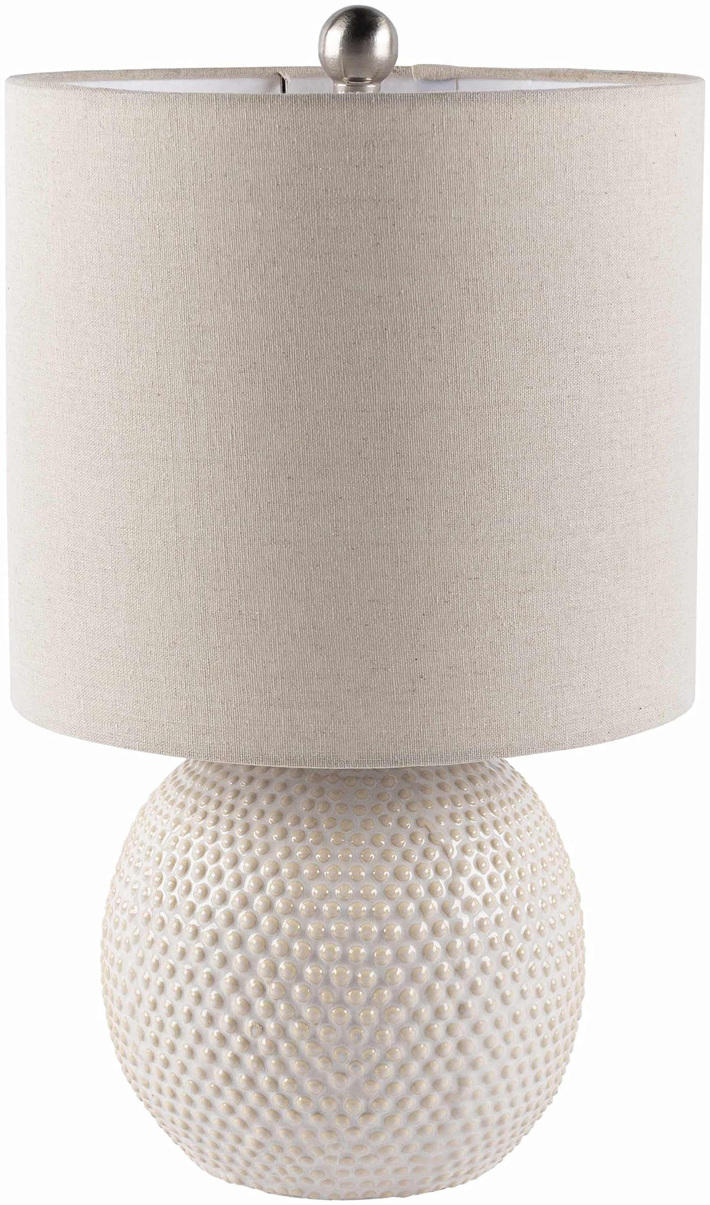 BoutiqueRugs Manaloal Boho Dotted Ceramic Bedside Table Lamp for Bedroom Nightstand - End Side Lighting for Living Room - Shade Linen - White, Cream, Beige - 20" H