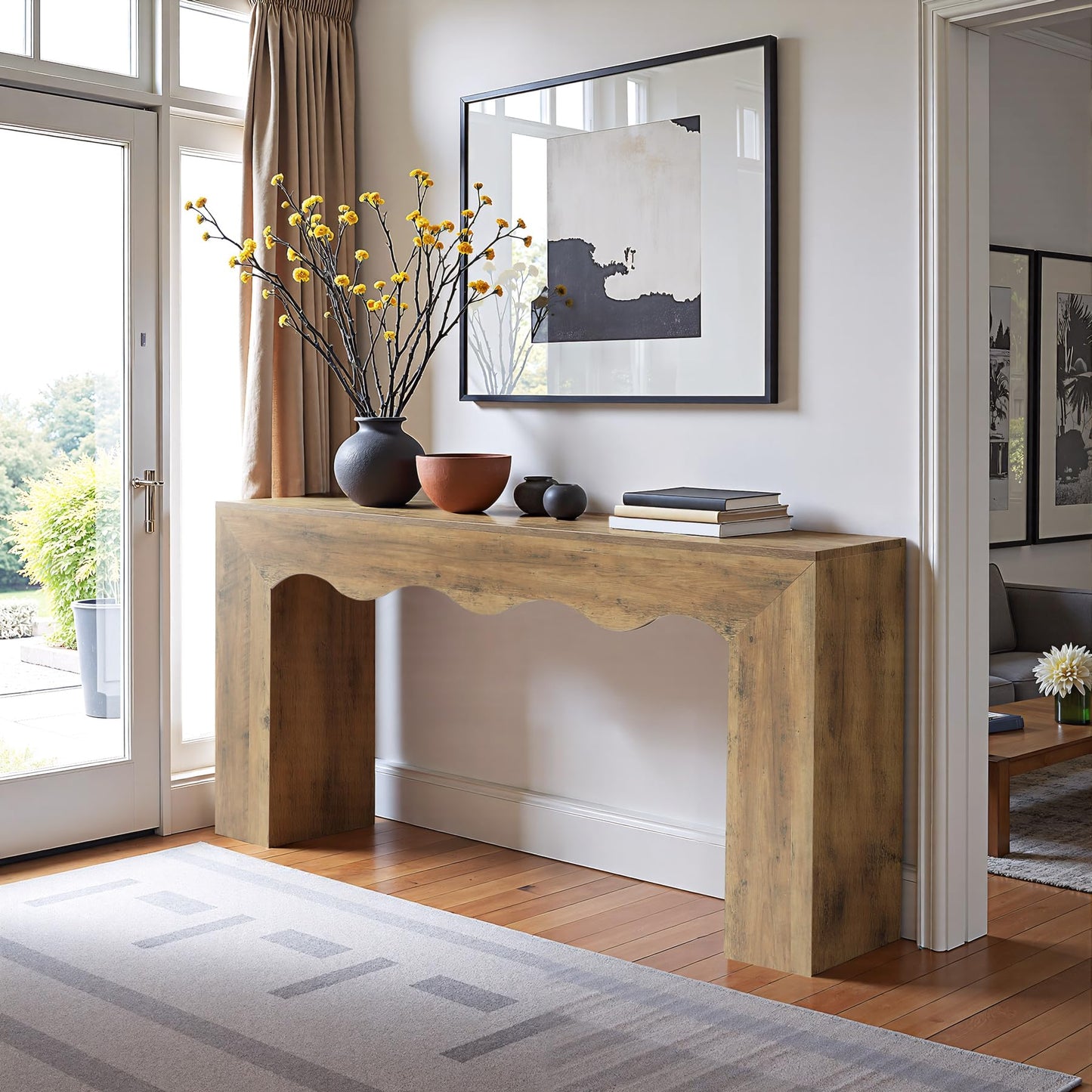 Tribesigns 63" Farmhouse Console Table, Wooden Couch Table Behind Sofa with Storage, Long Entryway Sofa Station, Narrow Console Stand with Base, Hallway Stand for Entryway, Living Room, Rustic Brown