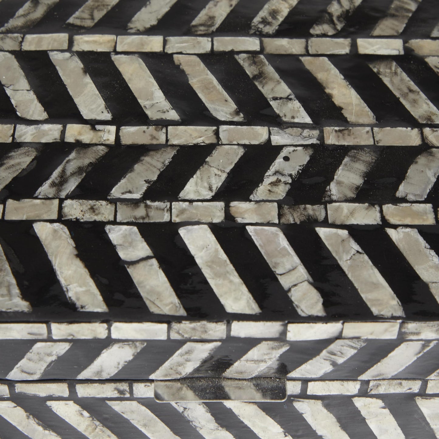 Deco 79 Mother of Pearl Shell Handmade Decorative Box Chevron Pattern Decorative Keepsake Boxes with Hinged Lid, Set of 2 Storage Boxes 12", 8"W, Gray