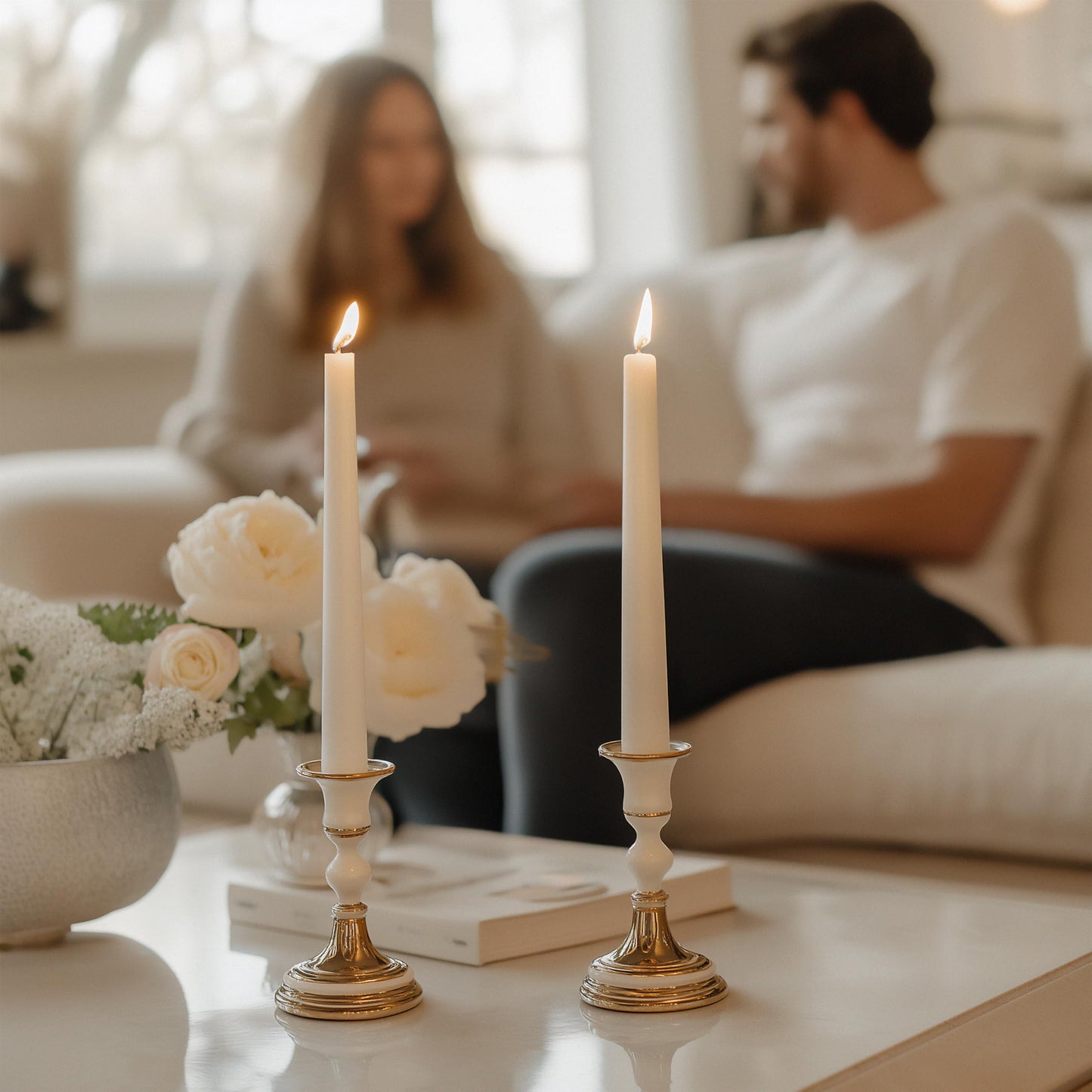 Homeology 6 Pack 10" Classic Taper Candles, Ivory, 7-8 Hours Burn Time, Unscented Candlesticks