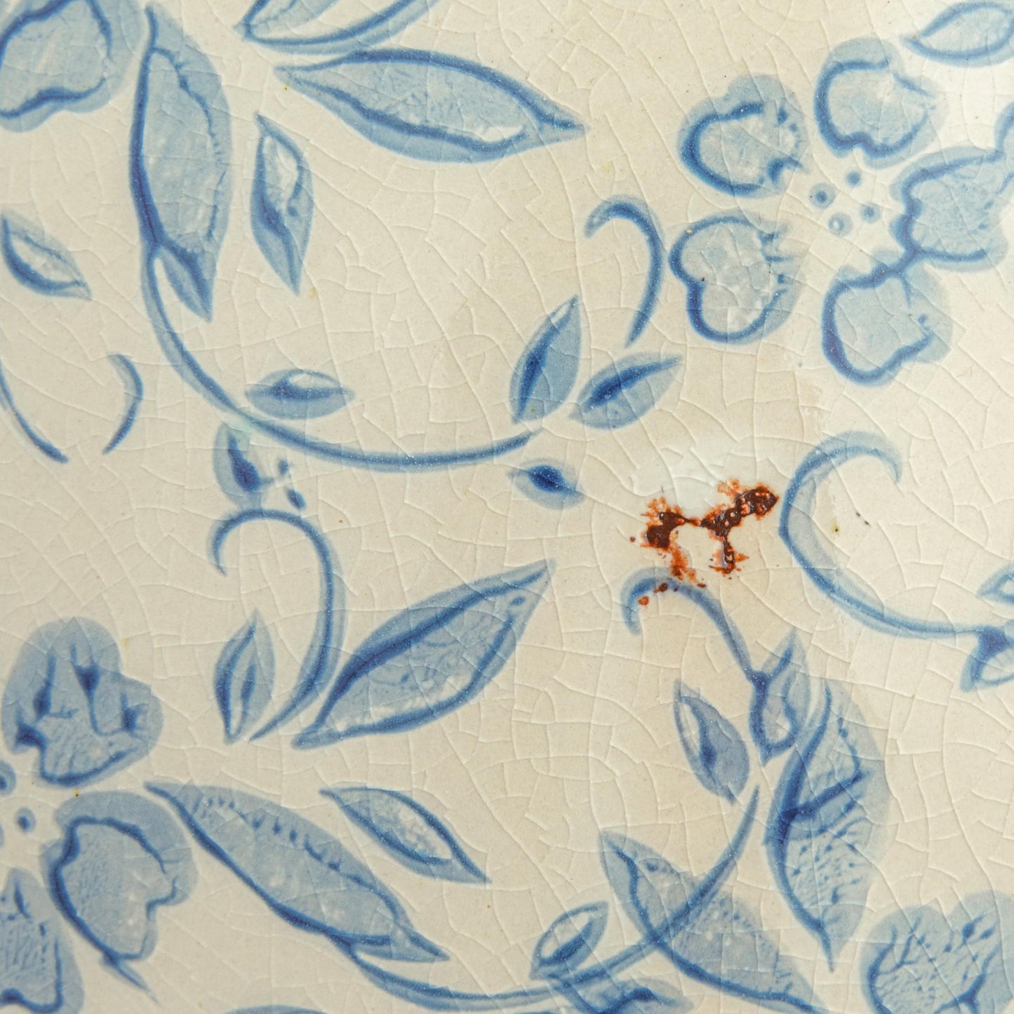 Creative Co-Op DF2720 8" H Terracotta Floral Transferware Pattern & Crackle Finish Vase, Blue