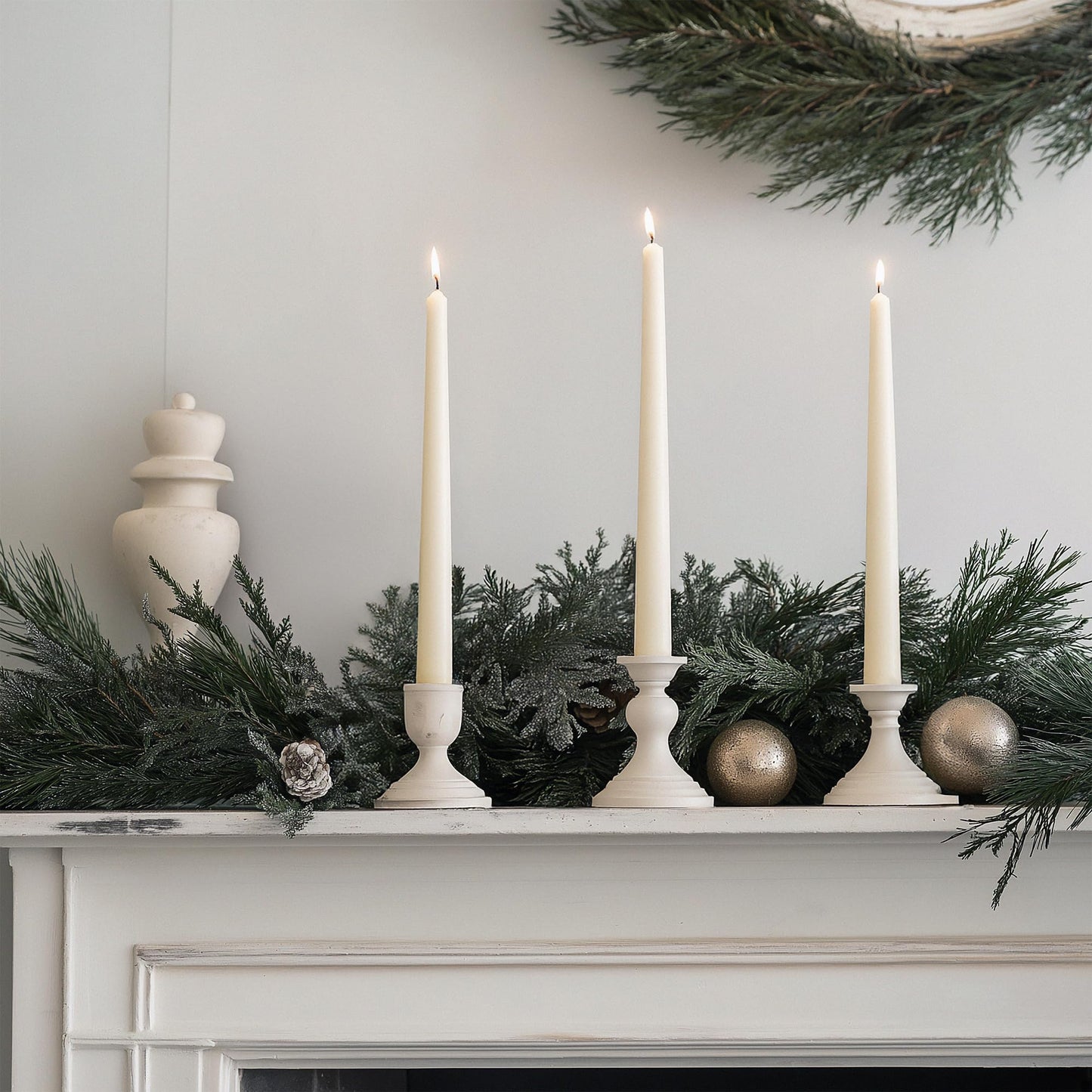 Homeology 6 Pack 10" Classic Taper Candles, Ivory, 7-8 Hours Burn Time, Unscented Candlesticks