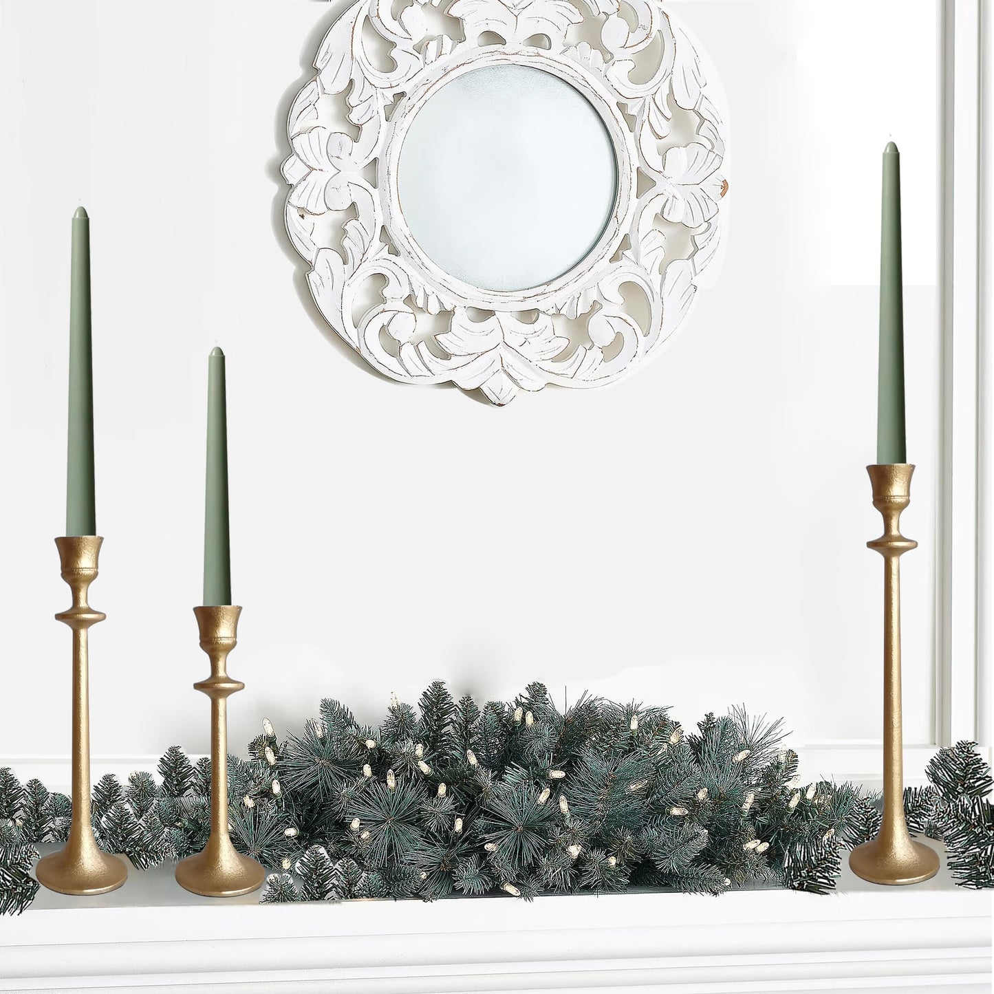 Iron Taper Candle Holder - Set of 3 Decorative Candle Stand - Candlestick Holder for Wedding, Dinning, Party - Antique Brass