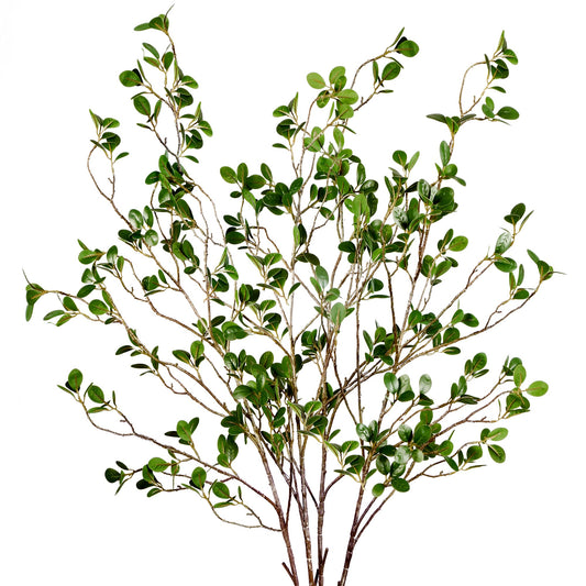 Sggvecsy 43’’ 4Pcs Artificial Ficus Branches Faux Leaf Spray Green Eucalyptus Branches Artificial Greenery Stems Fake Ficus Twig Plants for Home Office Wedding Vase Filler Shop Decoration