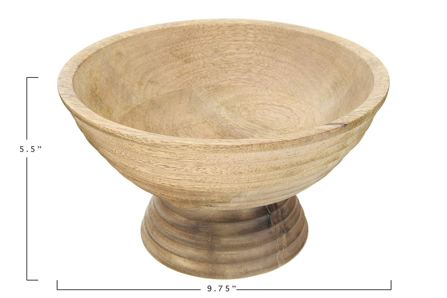 Creative Co-Op Boho Wood Pedestal Serving Bowl, Natural Finish