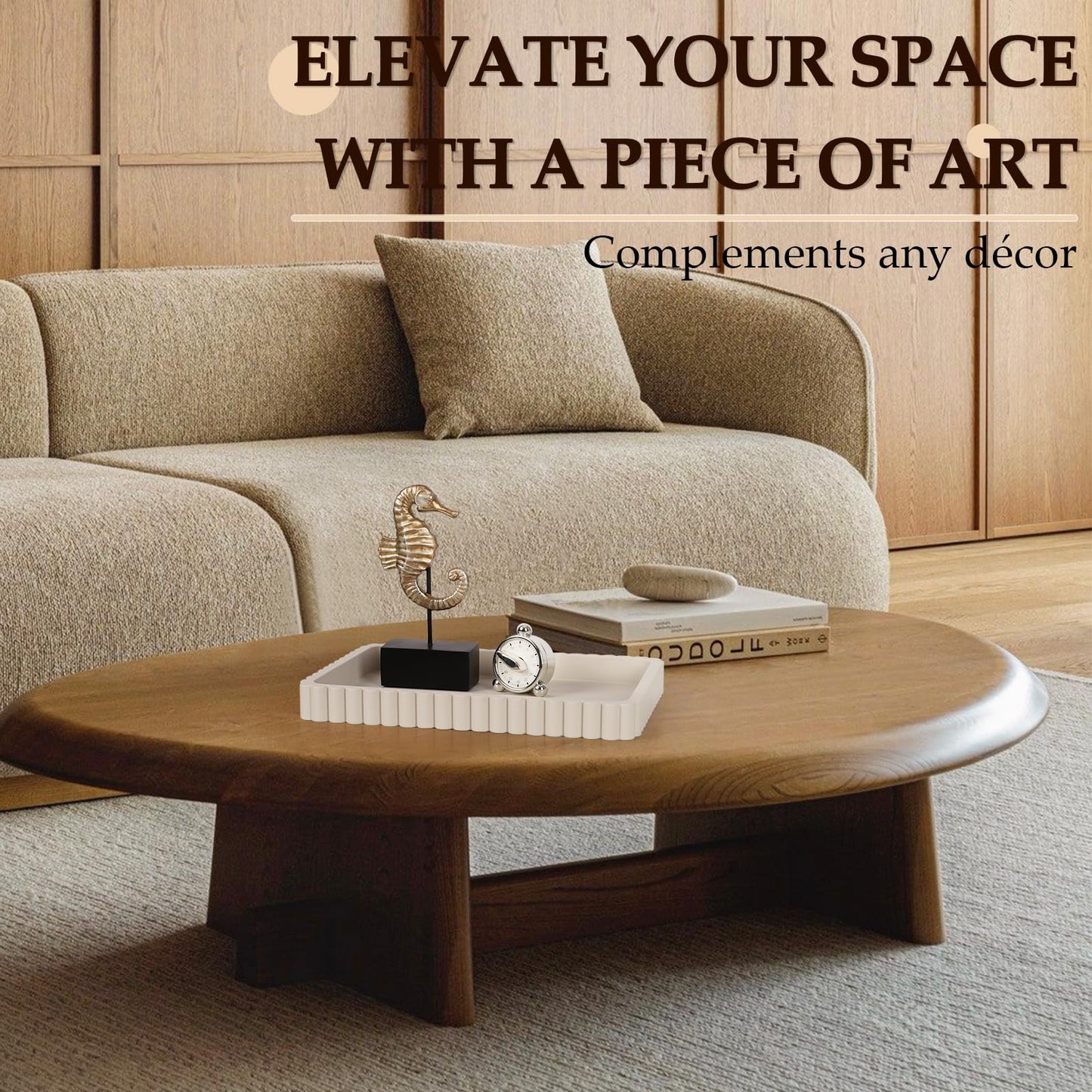 Cathyeen Concrete Decorative Tray for Coffee Table Decor, 14" Coffee Table Tray Ottoman Tray Table Centerpieces, Rectangular Modern Decorative Trays for Home Decor, Living Room, Entry, Gray